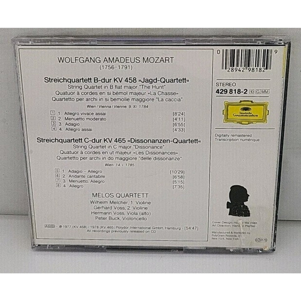 MOZART: String Quartets "The Hunt", "Dissonance" / Melos-Quartett (CD, DG)