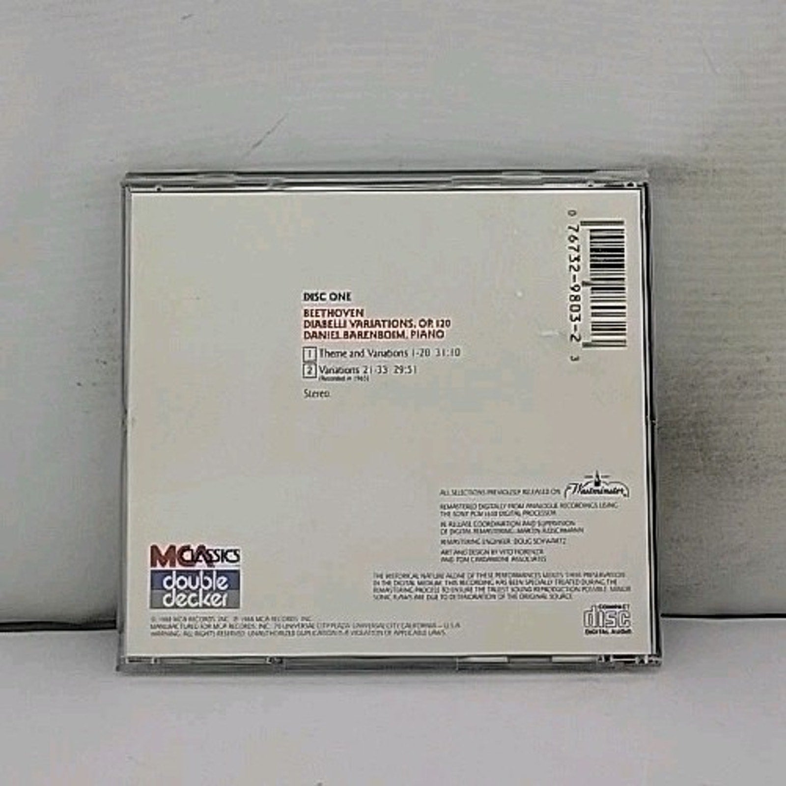 Beethoven: Diabelli Variation Disc One CD Daniel Barenboim Piano Classical