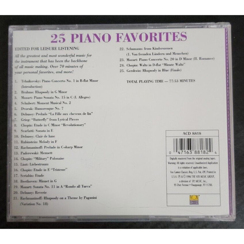 25 Classic Piano Favorites (CD)