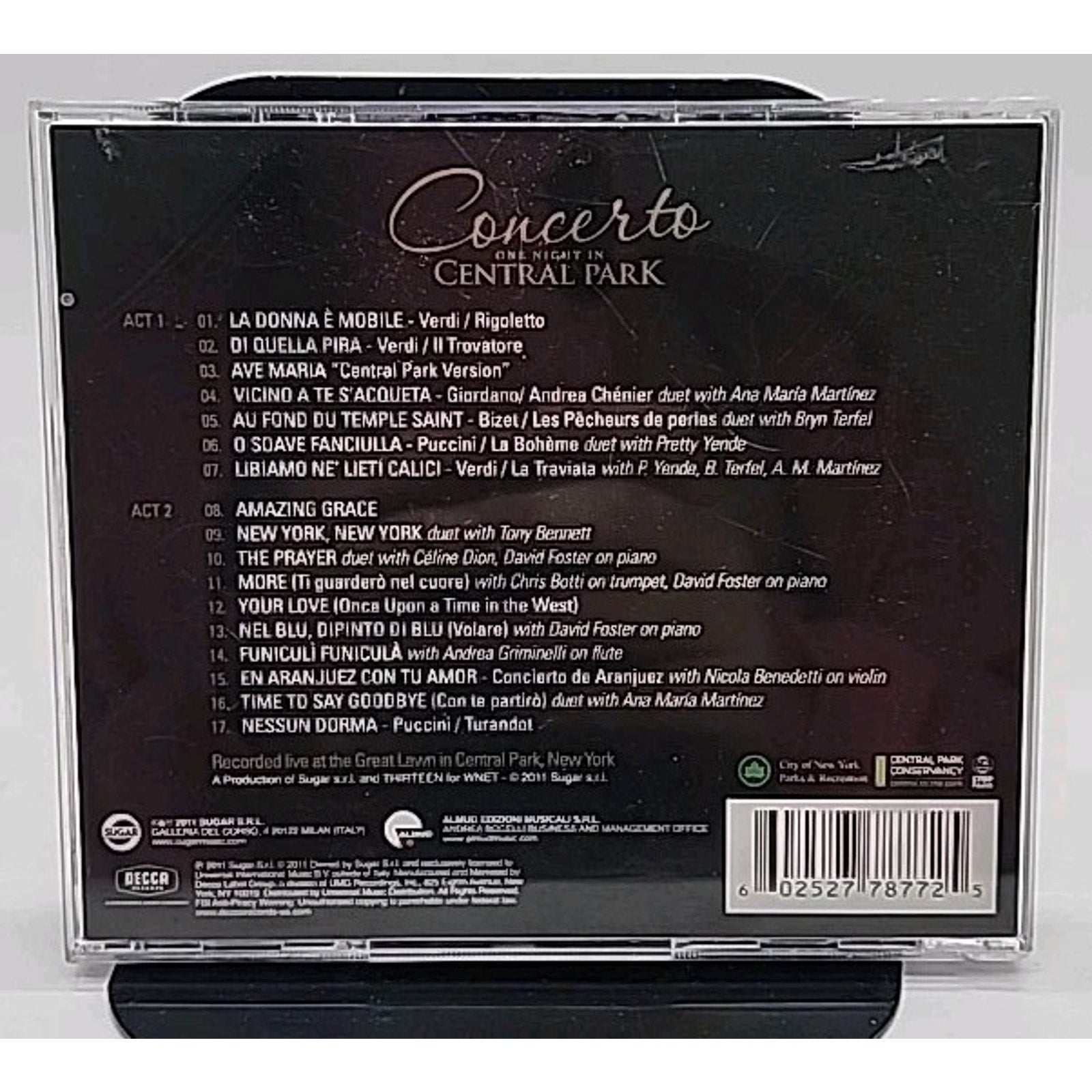 Concerto One Night in Central Park by Bocelli, Andrea (CD, 2011)