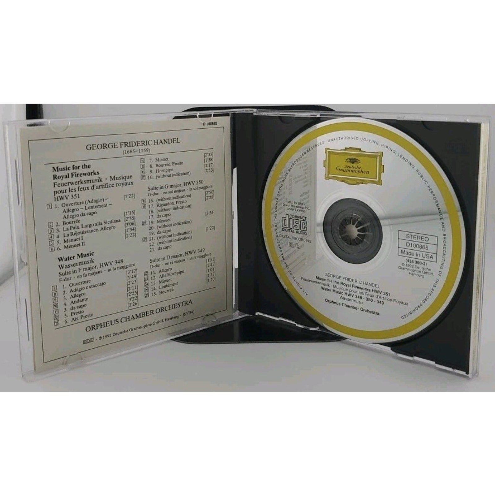 Water Music by Handel / Orpheus Chamber Orchestra (CD, 1992)