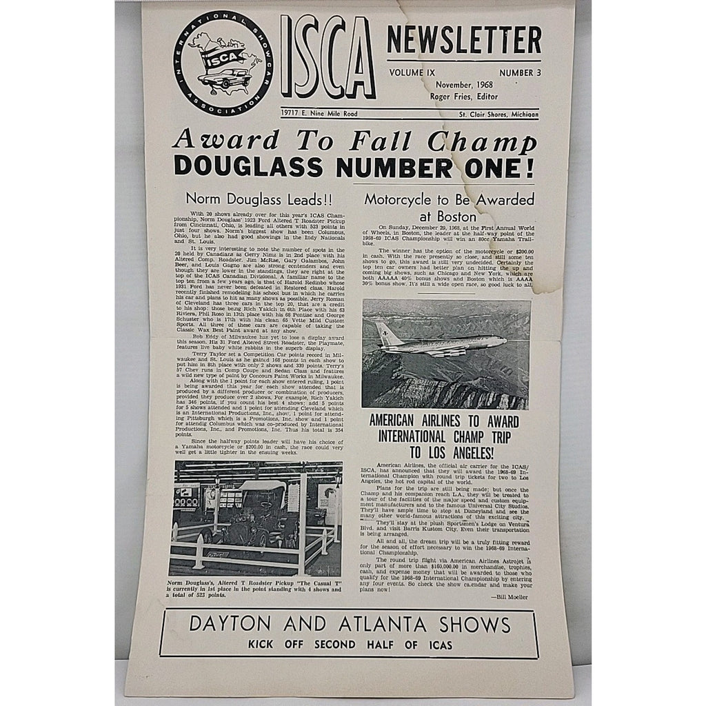 ISCA Newsletter November 1968 Volume IX Number 3