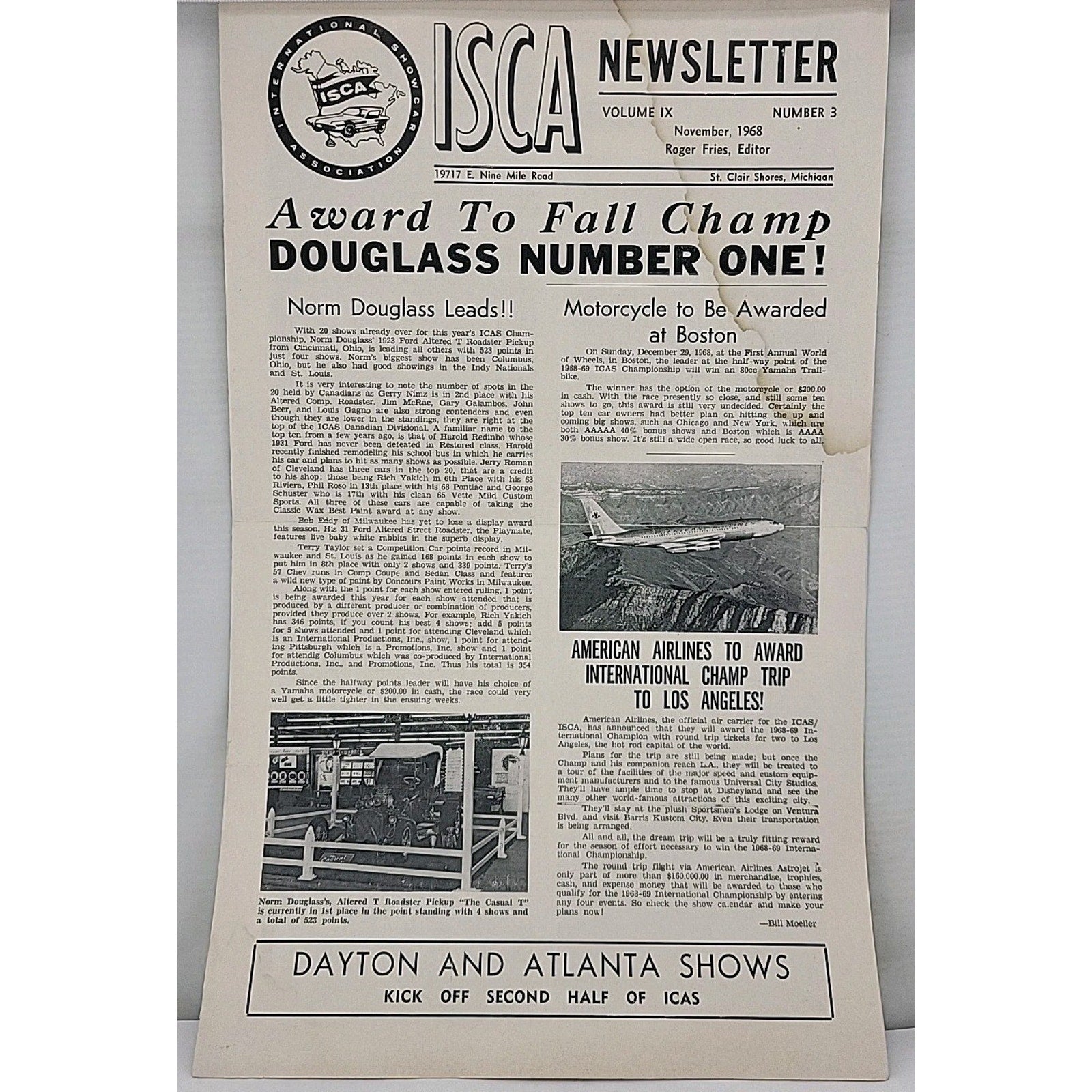 ISCA Newsletter November 1968 Volume IX Number 3