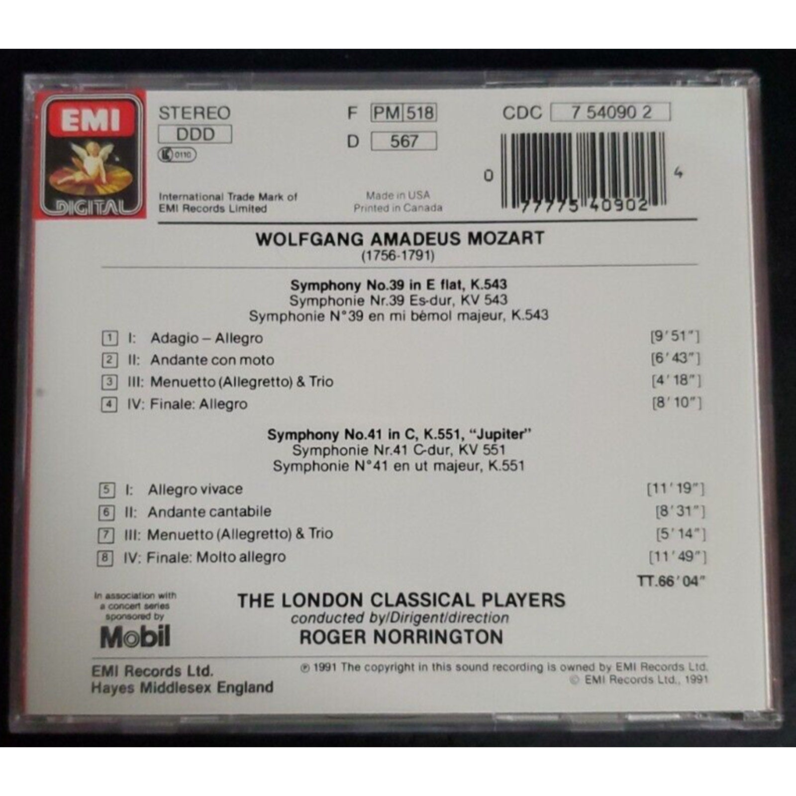 Mozart: Symphonies Nos. 39 & 41 (CD, EMI Music Distribution)