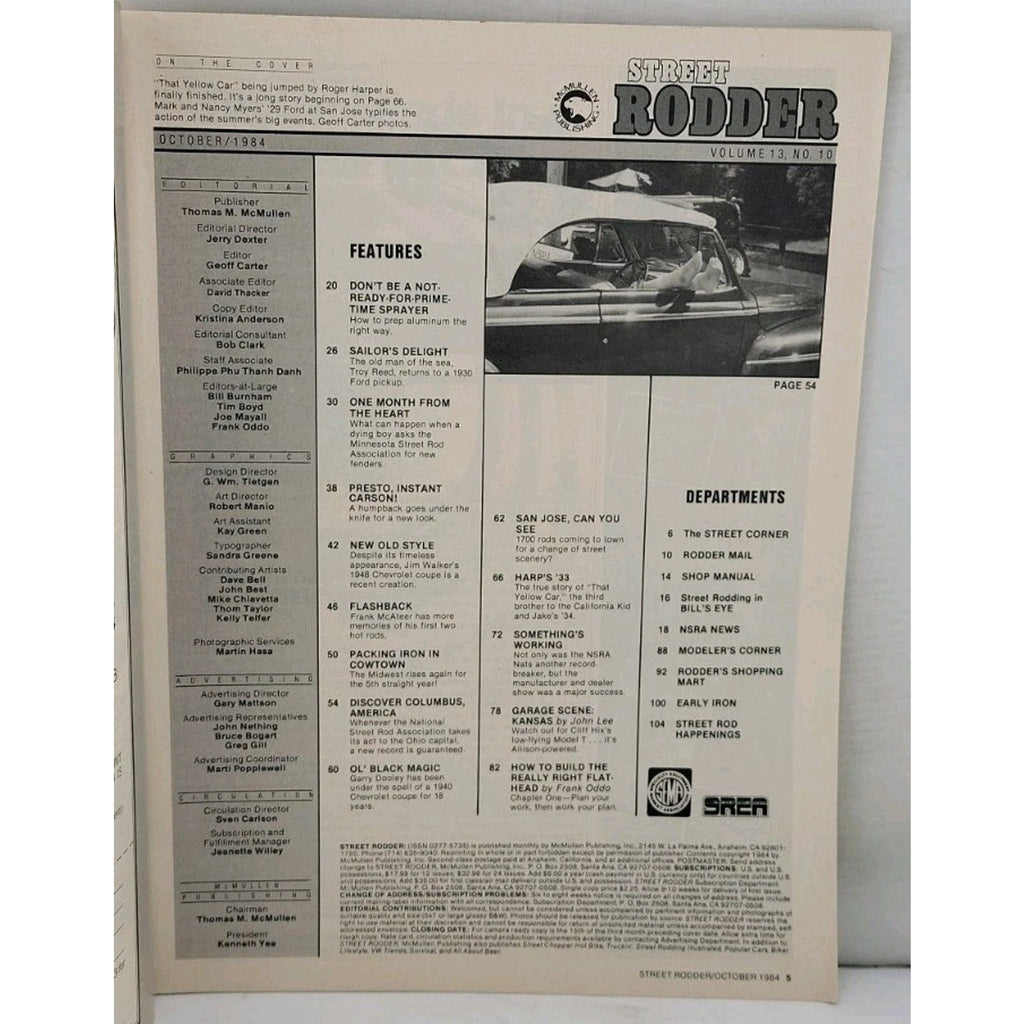 Street Rodder Magazine - October 1984 - Vol. 13 No. 10