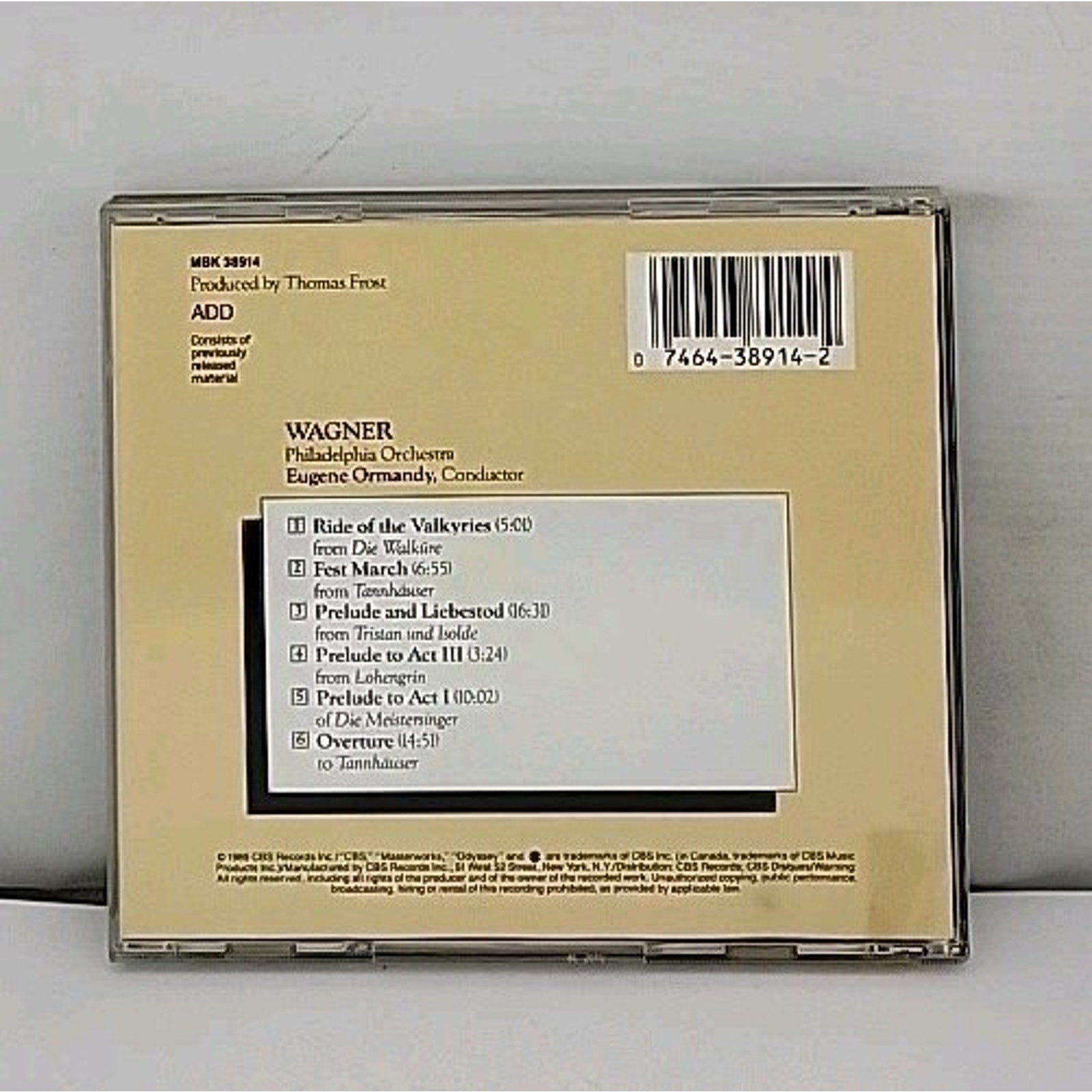 Wagner Great Orchestral Music PO Ormandy CBS Masterworks/Odyssey CD