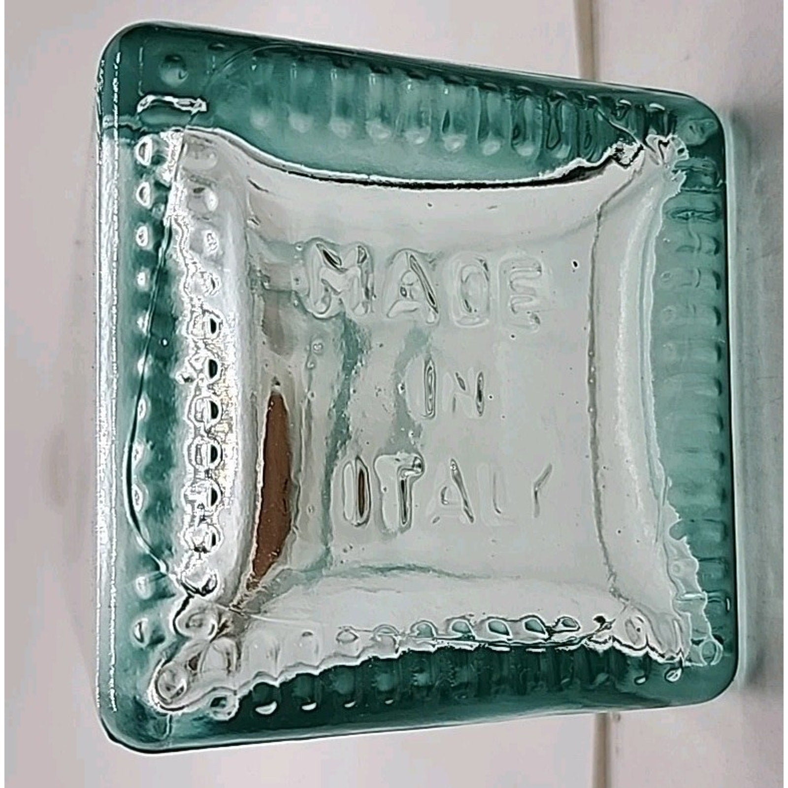 11" Square Glass Container And Cork Pasta Noodle Holder Made In Italy