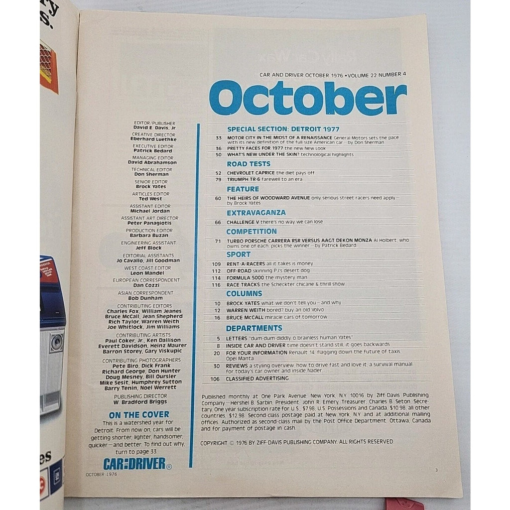 Car And Driver October 1976 Magazine