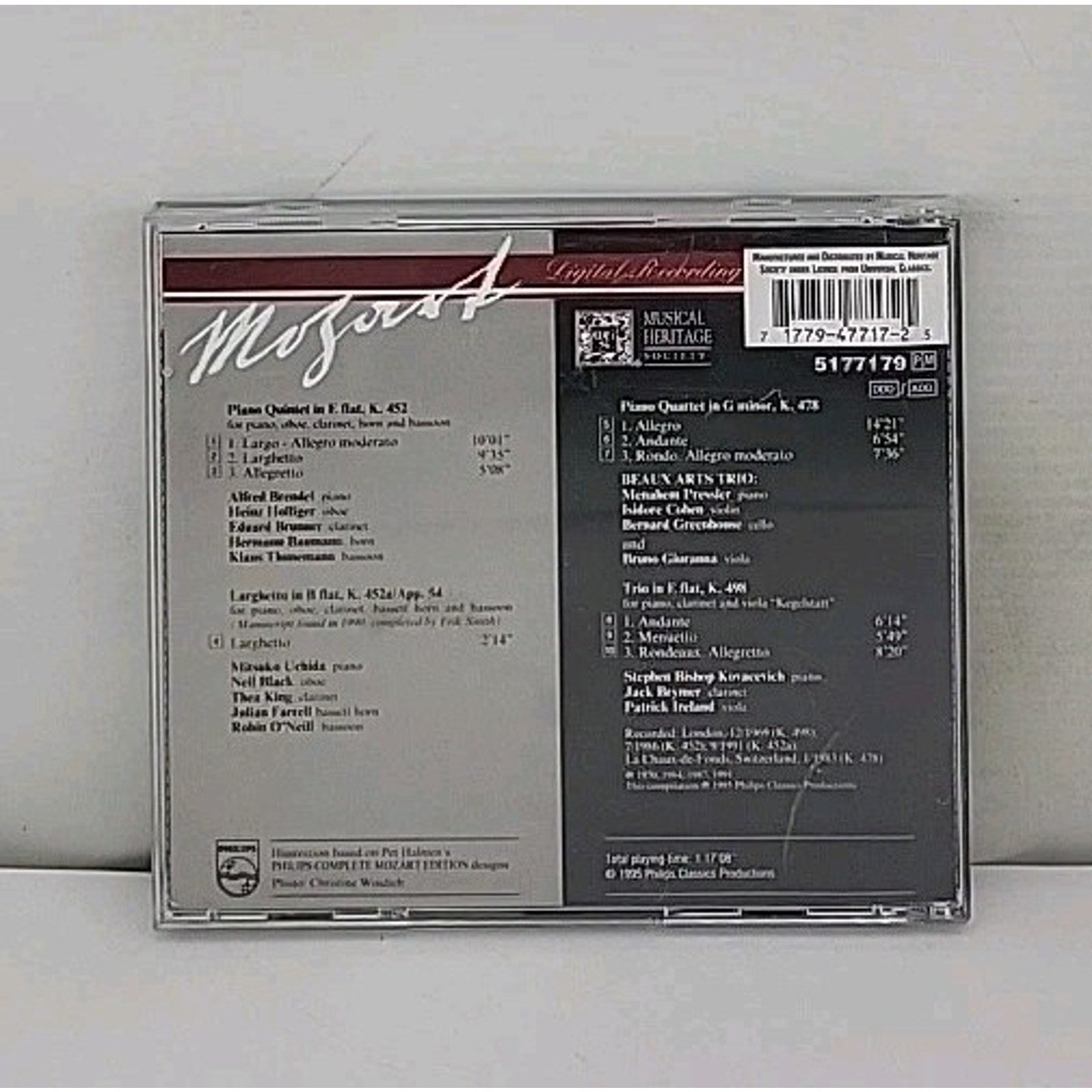 Mozart Chamber Music with Piano CD Complete Mozart Edition 14 Philips