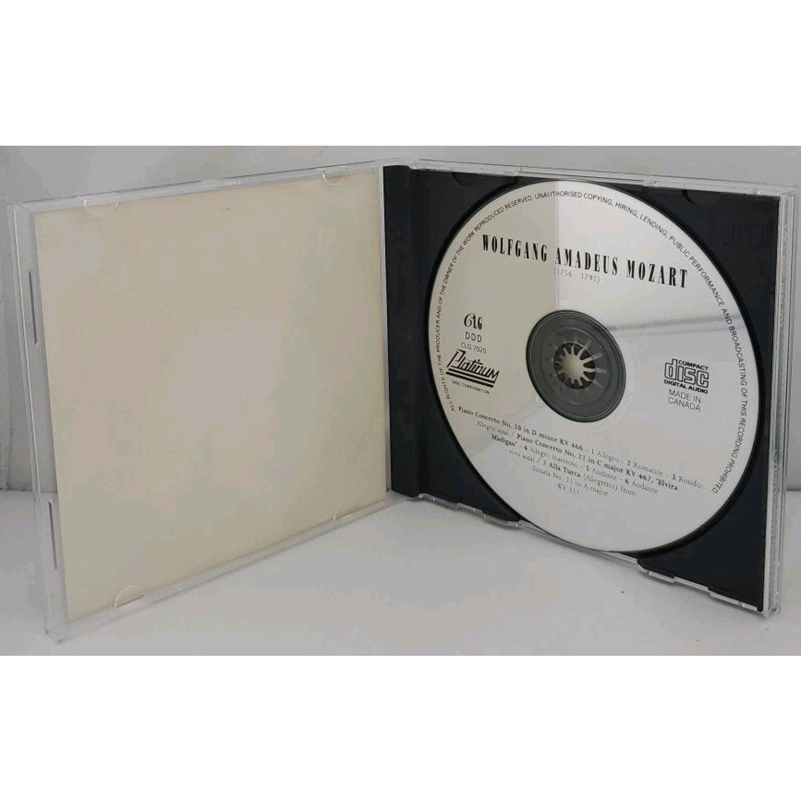 Classical Gallery - Mozart: Piano Concertos No 20 & 21, etc (CD, 1995, Platinum)