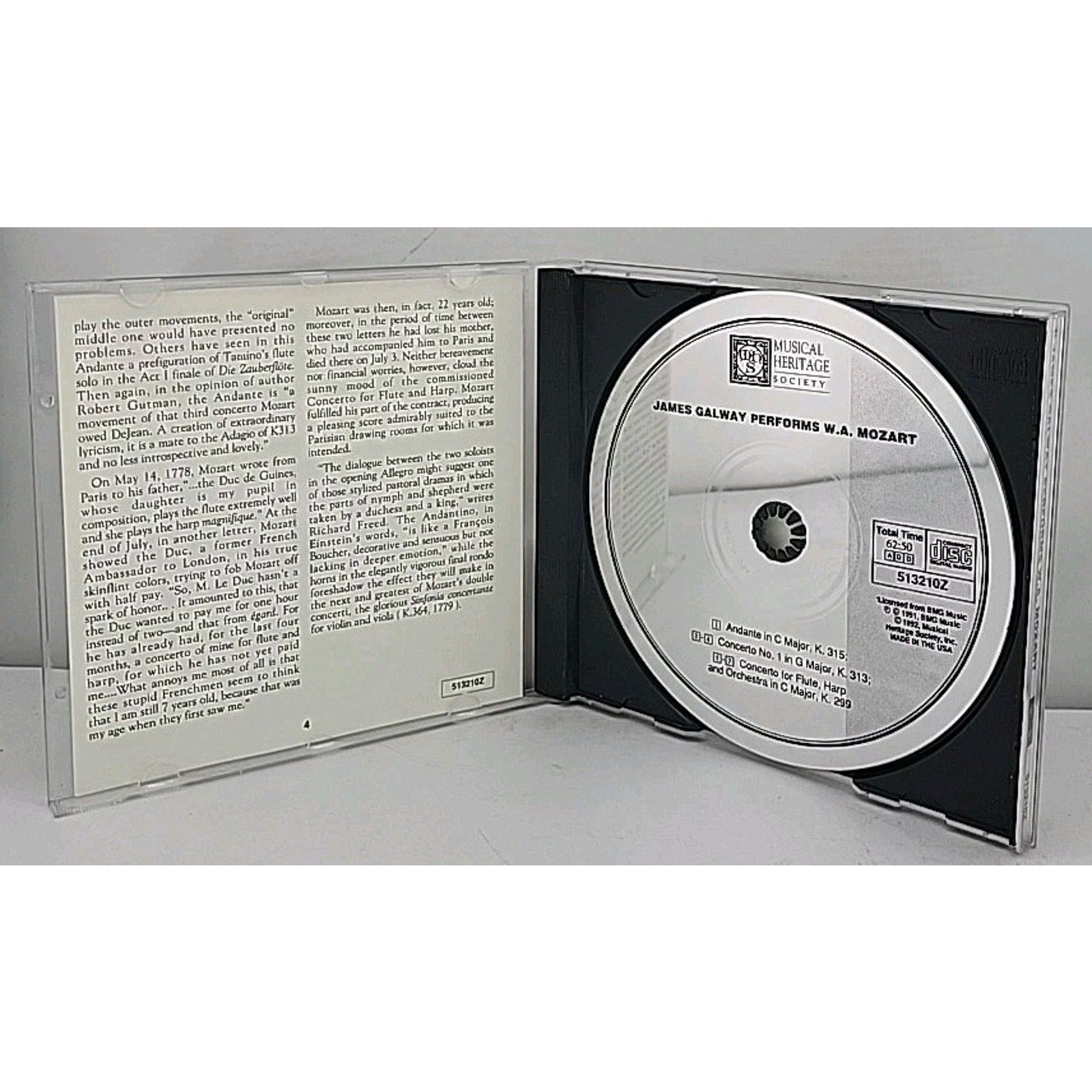 James Galway Performs Mozart: Concerto No. 1, K. 313 / Andante, K. 315 (CD)