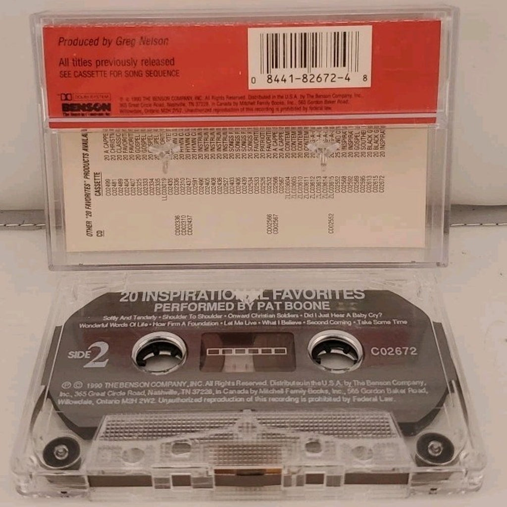 Pat Boone 20 Inspirational Favorites 1990 Produced By Greg Nelson (Cassette)