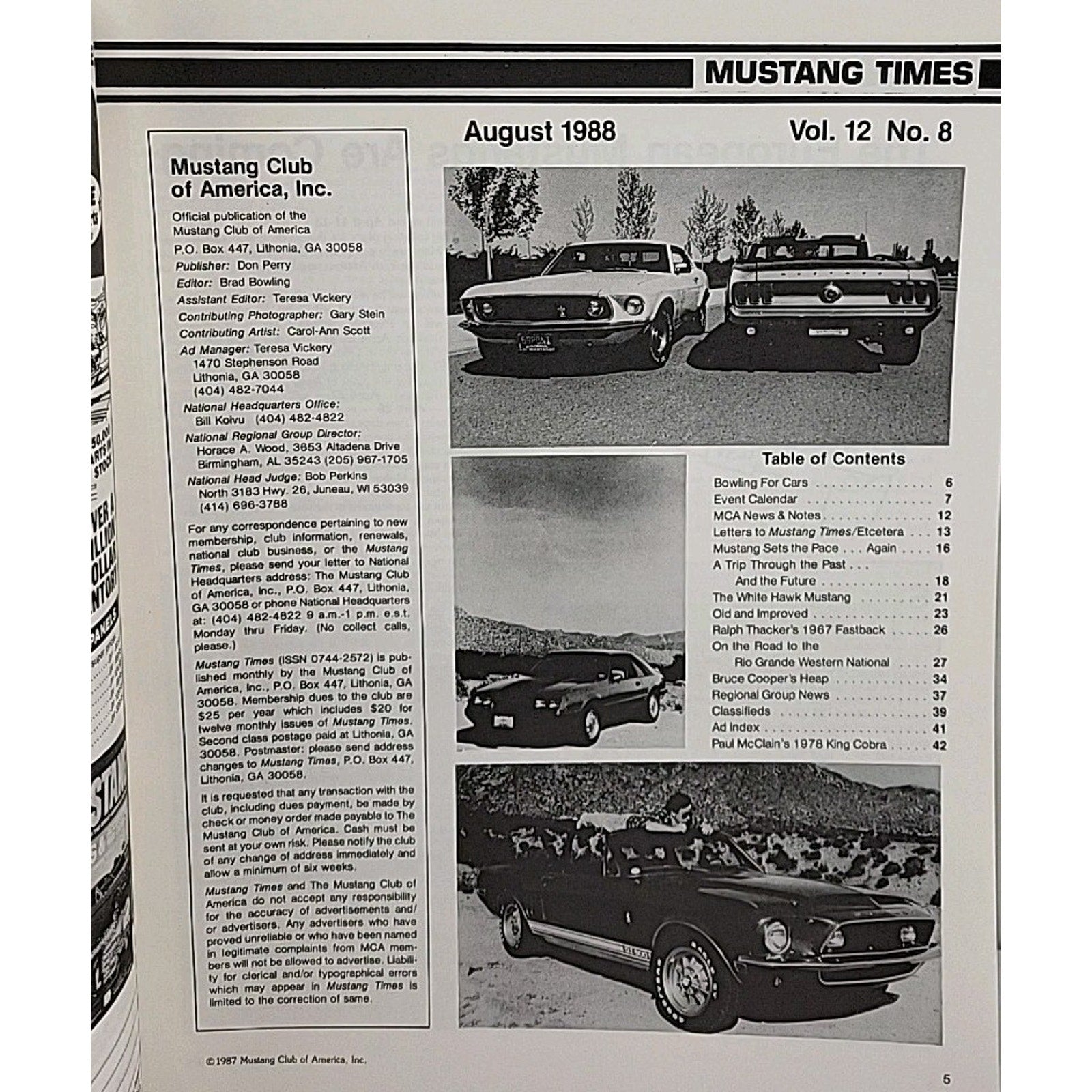 Mustang Times Magazine August 1988 Vol. 12 No. 8