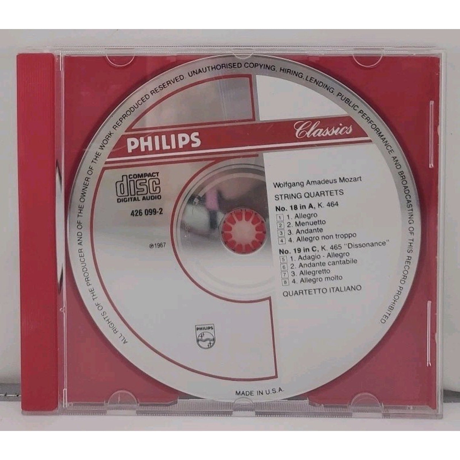 Wolfgang Armadeus Mozart String Quartets CD