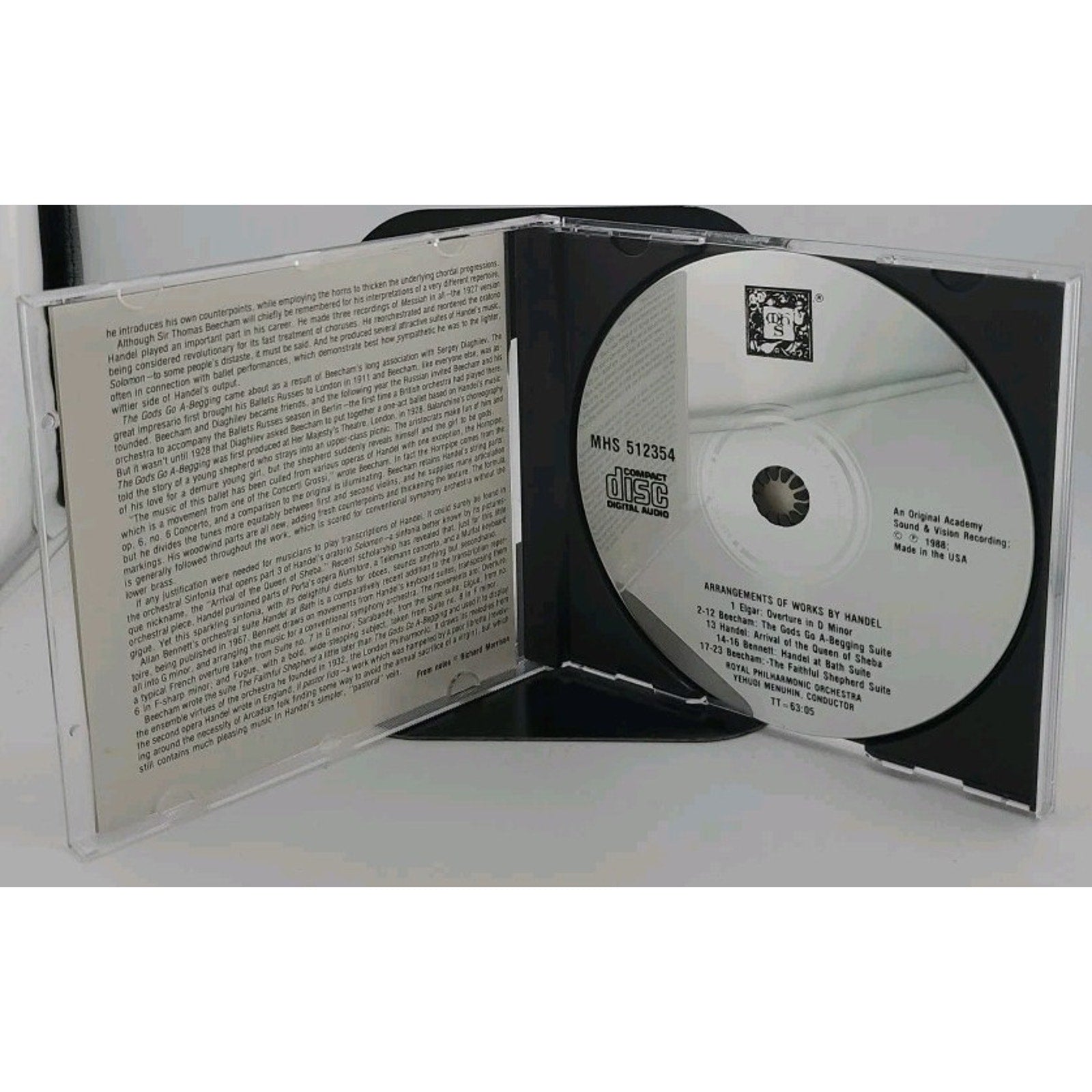 Handel - Arrangements Of His Works CD, Elgar, Beecham,Bennett, 1988