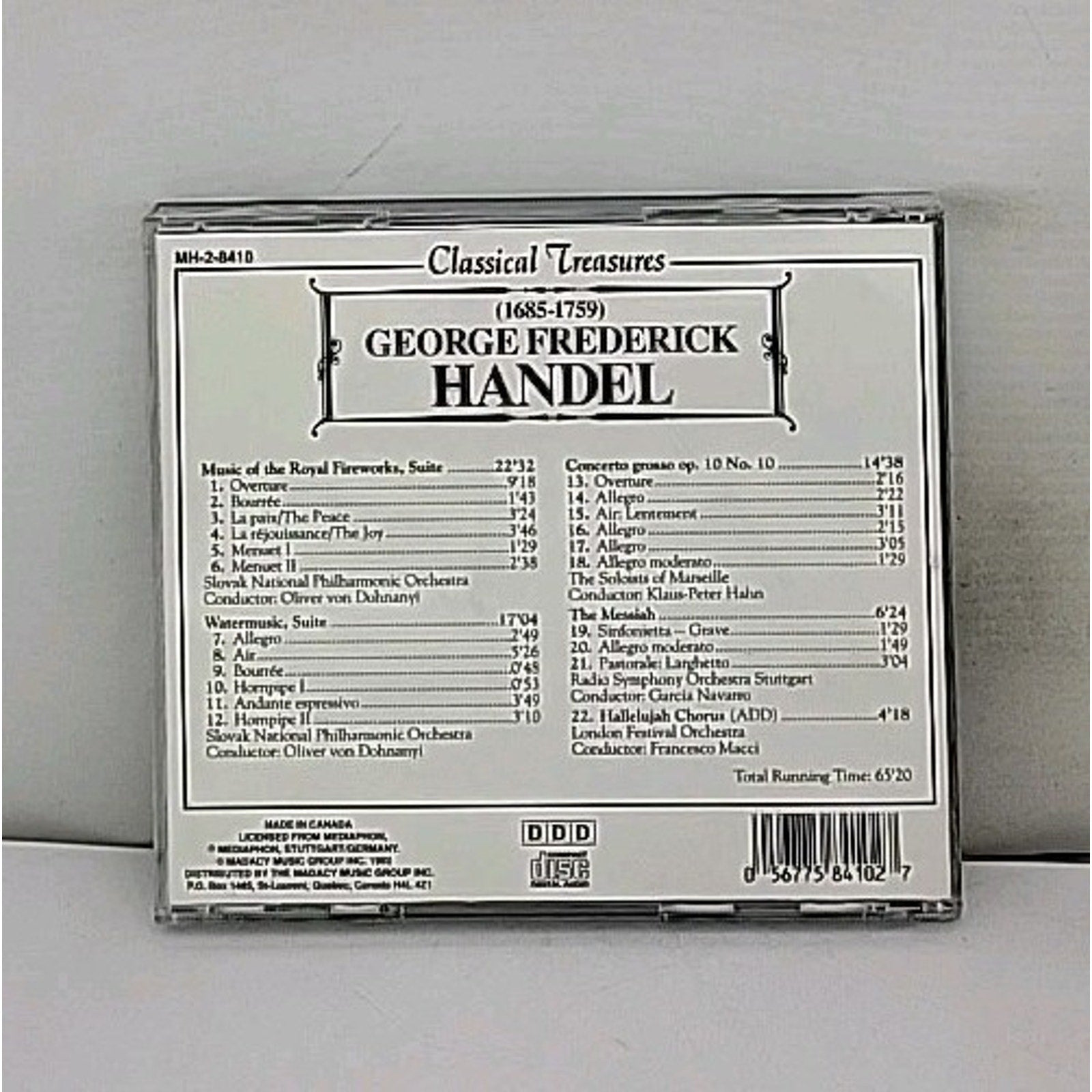 Classical Treasures: Handel - Audio CD By GF Handel