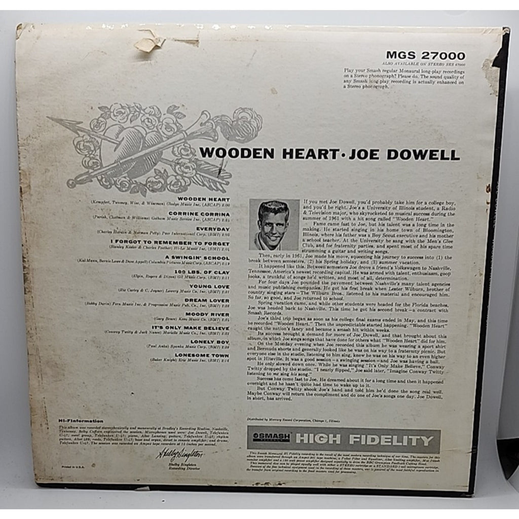 Joe Dowell Wooden Heart (Record)