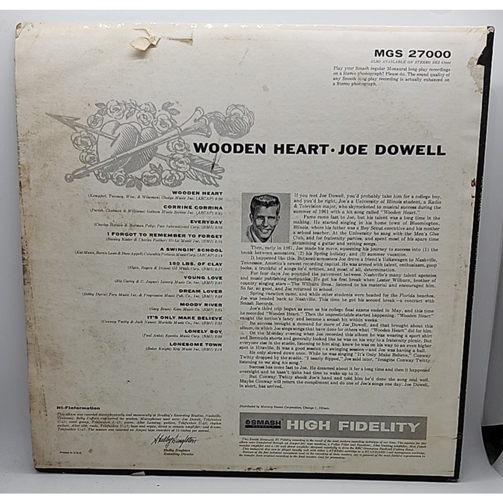 Joe Dowell Wooden Heart (Record)