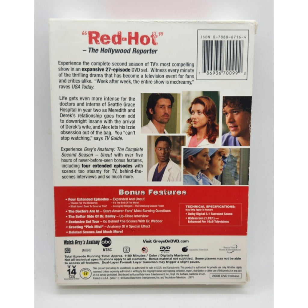 Greys Anatomy - Season 2: Uncut (DVD, 2006, 6-Disc Set)