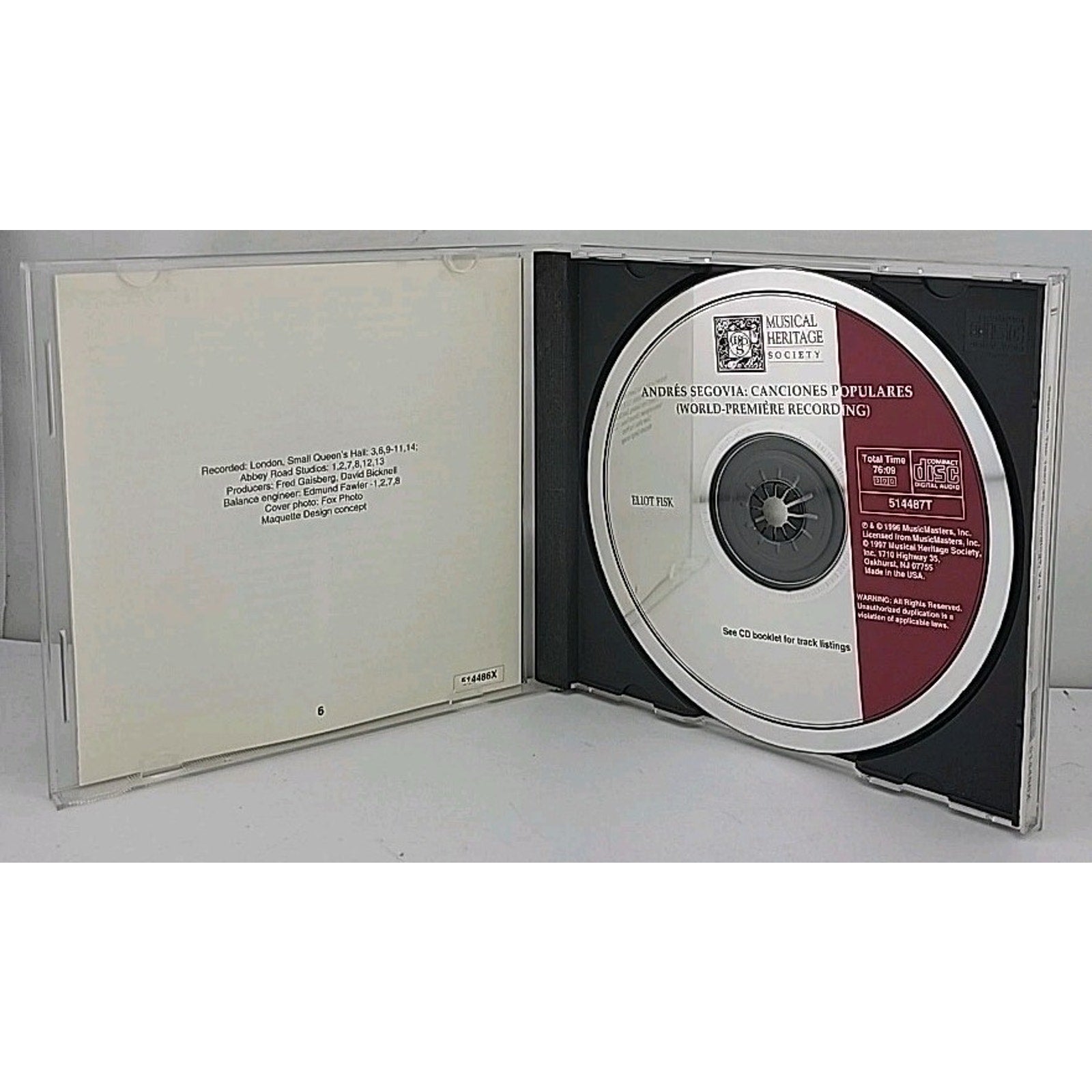 Andres Segovia 1927-1939 Recordings CD Musical Heritage Society