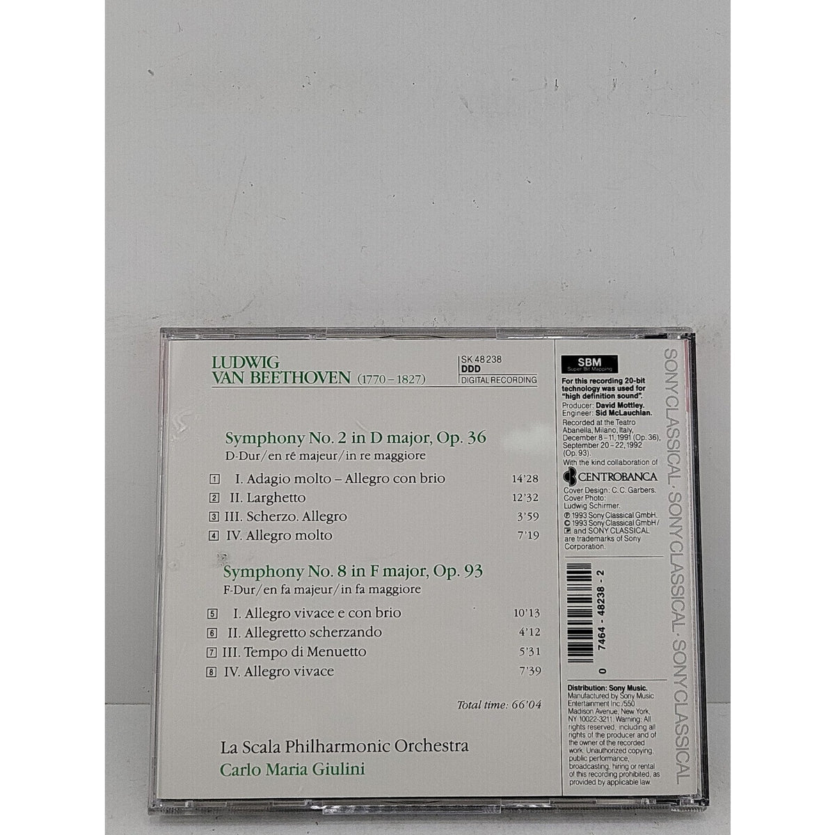 Symphonies 2 & 8 by Beethoven / Giulini / La Scala (CD, 2008)