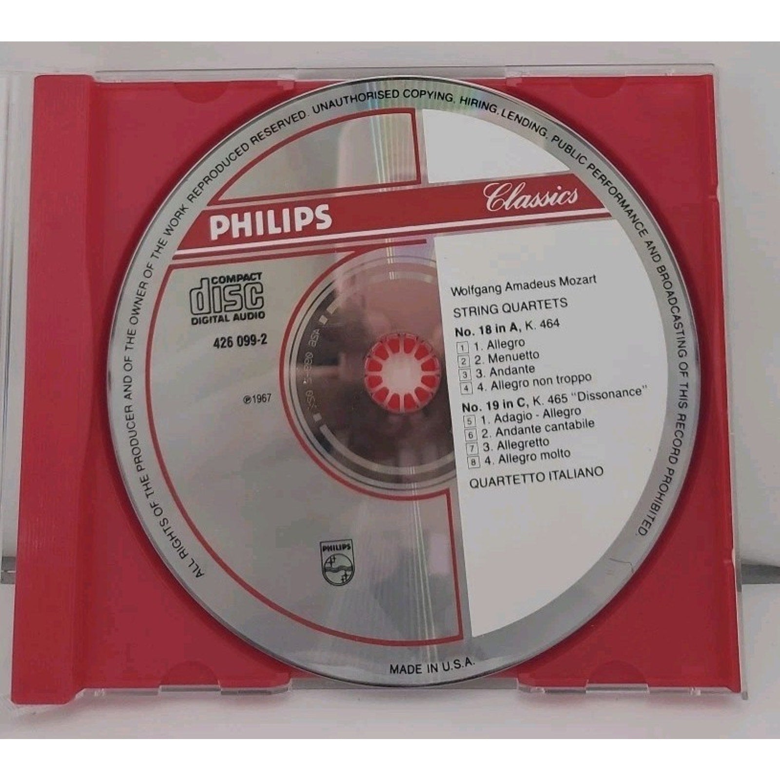 Wolfgang Armadeus Mozart String Quartets CD