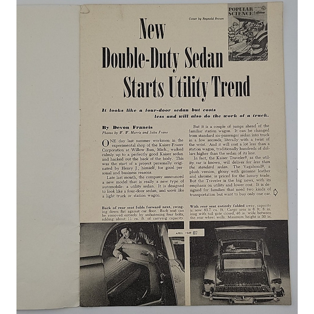 Popular Science Monthly April 1949 Kaiser Utility Car