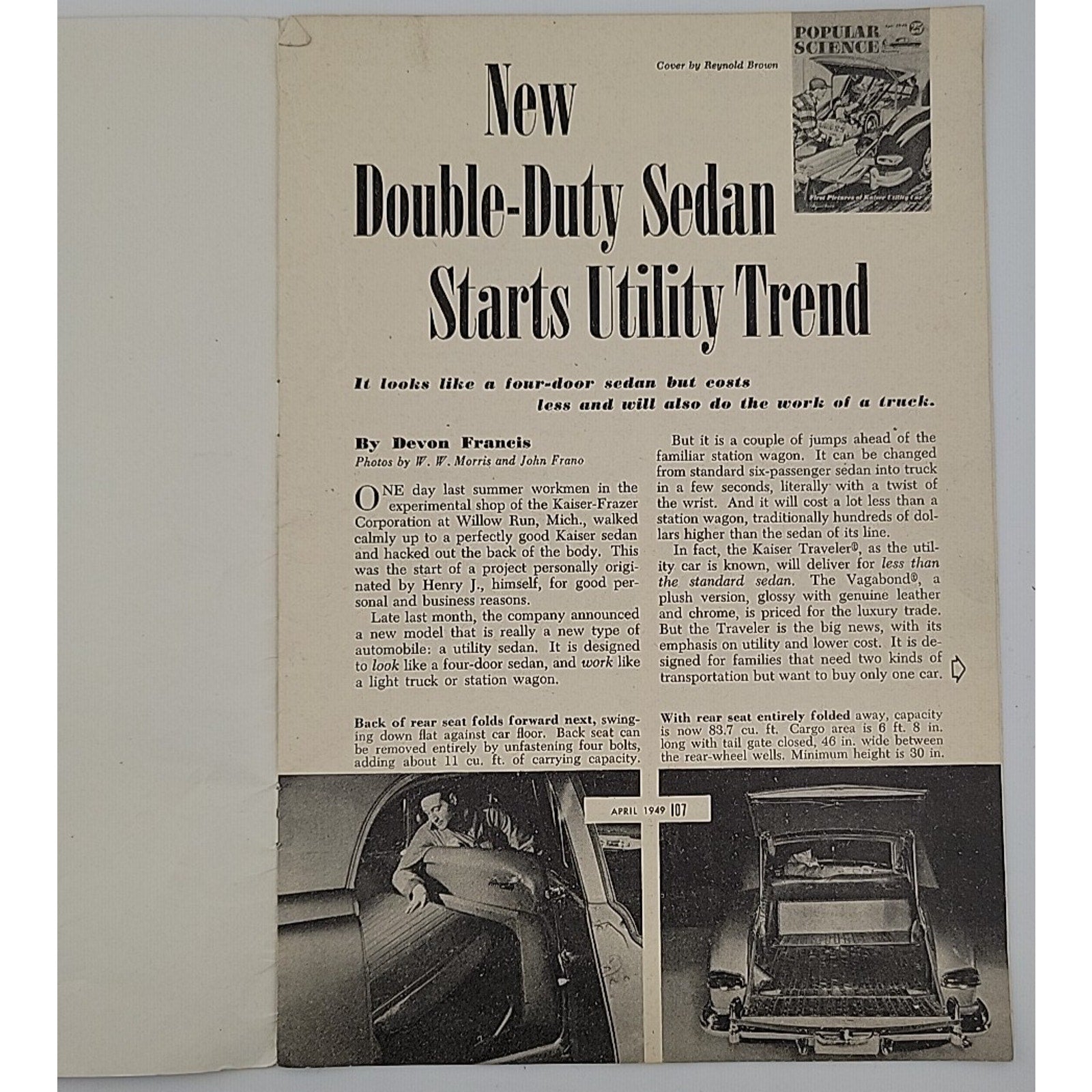 Popular Science Monthly April 1949 Kaiser Utility Car