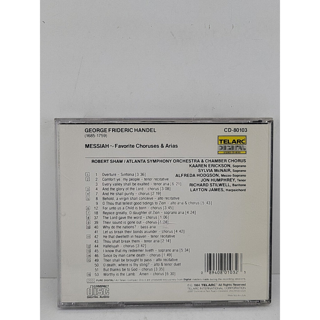 Messiah by Handel / Shaw / Atlanta Sym Orch & Chamb Chorus (CD, 1990)