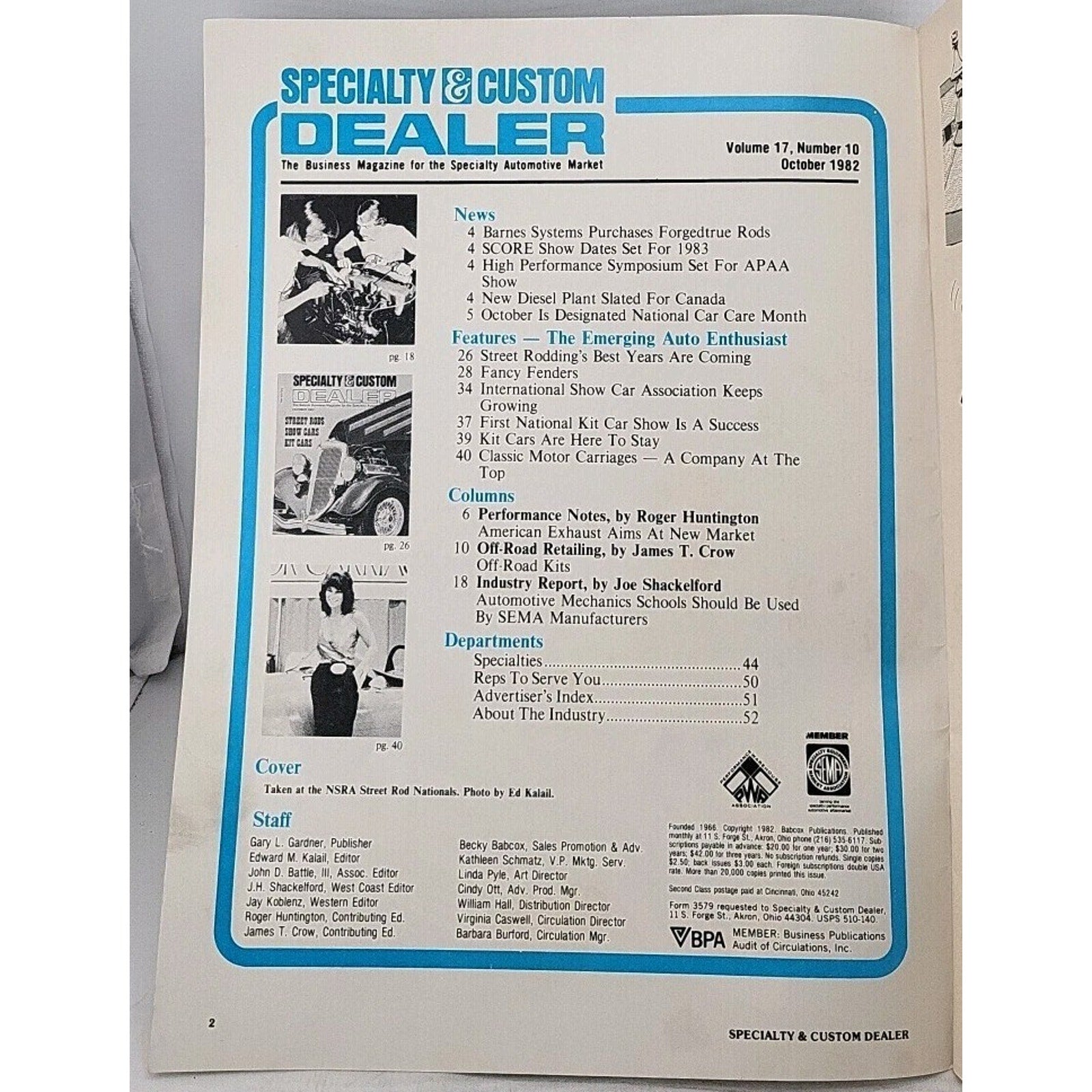 Specialty & Custom Dealer Magazine - October 1982 - Volume 17 Number 10