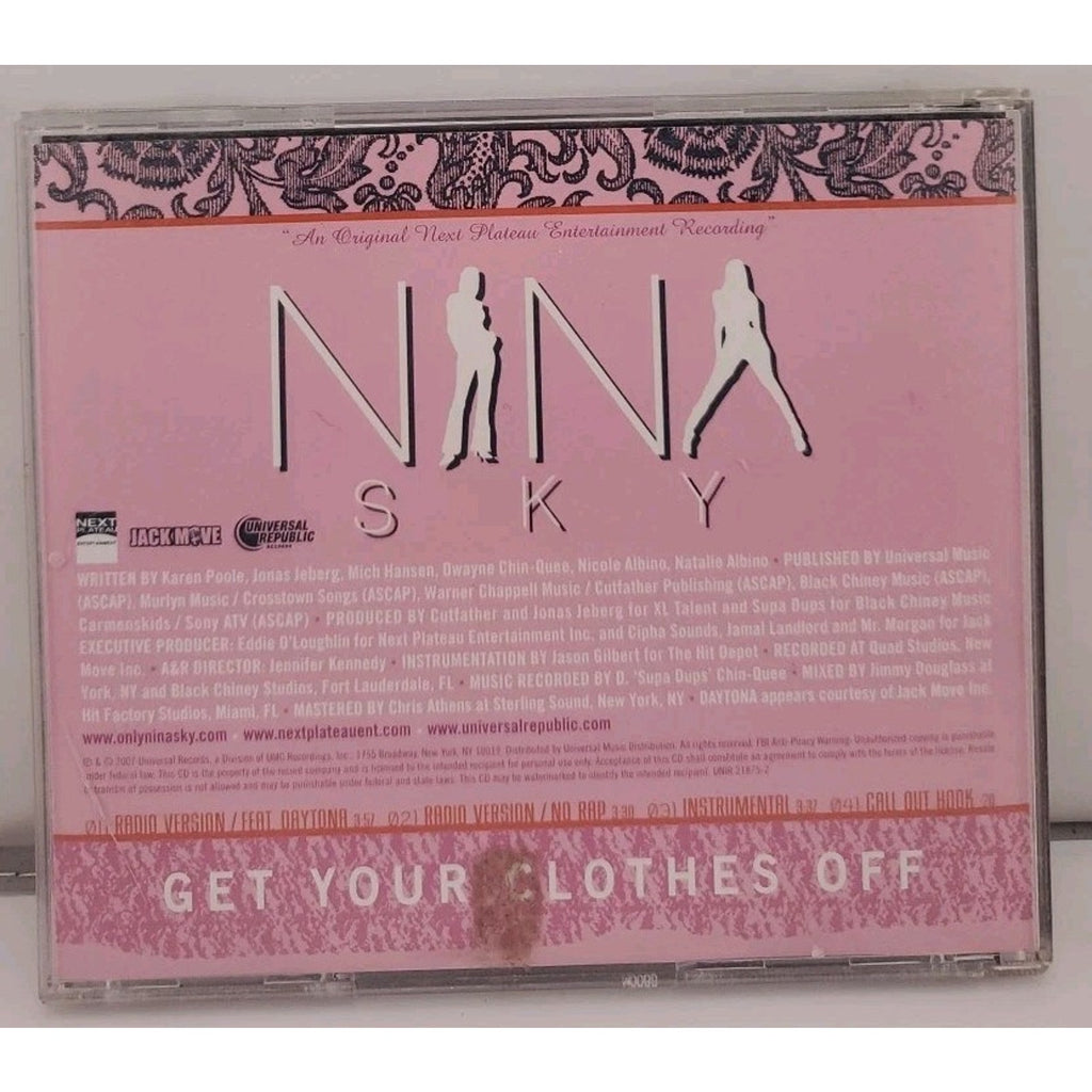 Nina Sky – Get Your Clothes Off (CD, Promo, US, 2007, Universal Republic)