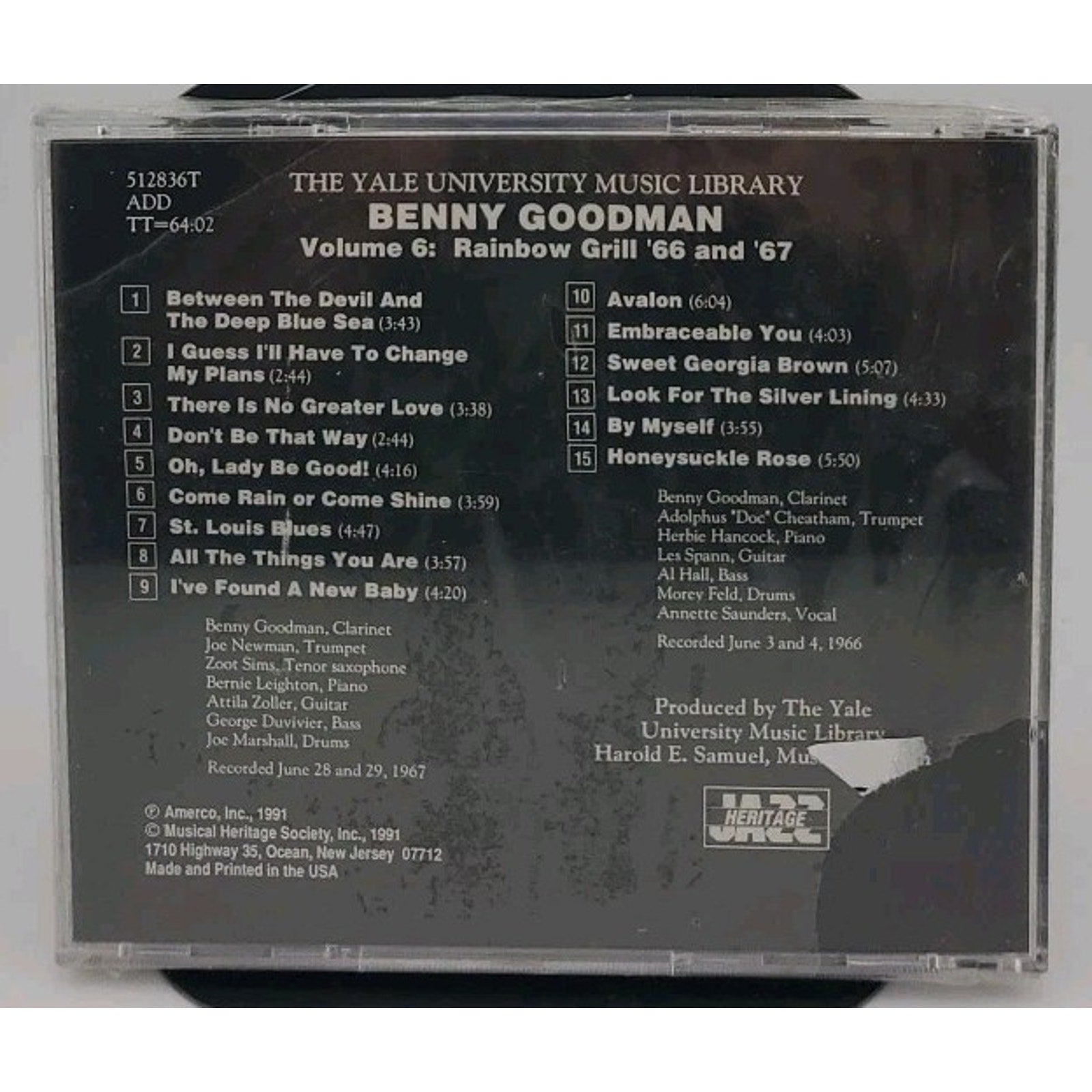 Benny Goodman Yale Archives Vol. 6 CD 1991 MM Live Rainbow Grill '66 & '67