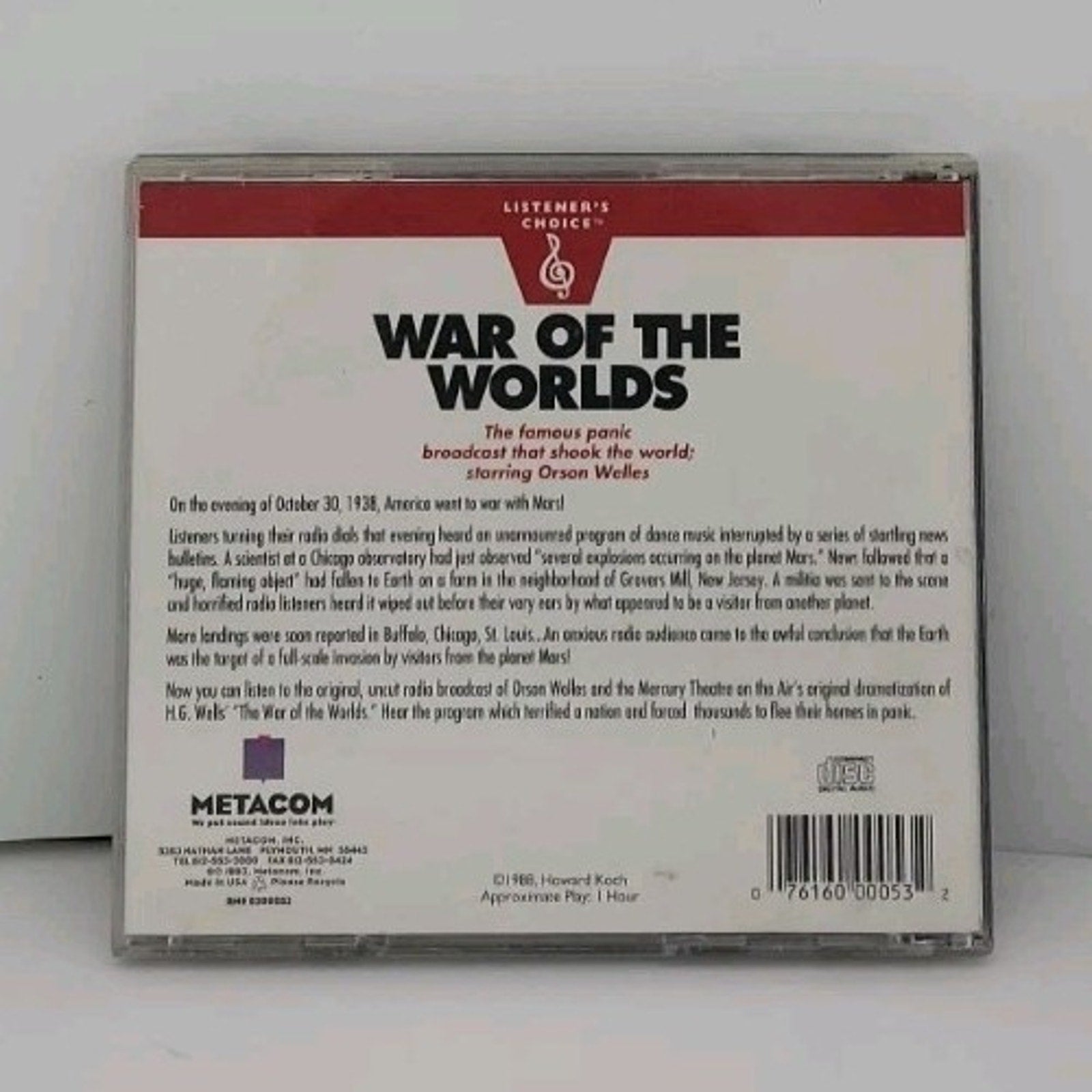 War Of The Worlds, The Original, Uncut Dramatization! - Metacom, Inc. CD