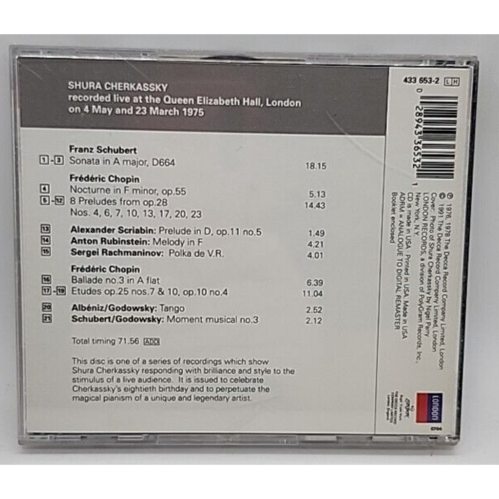 Shura Cherkassy-Chopin, Schu by Cherkassky, Shura (CD, 2007)