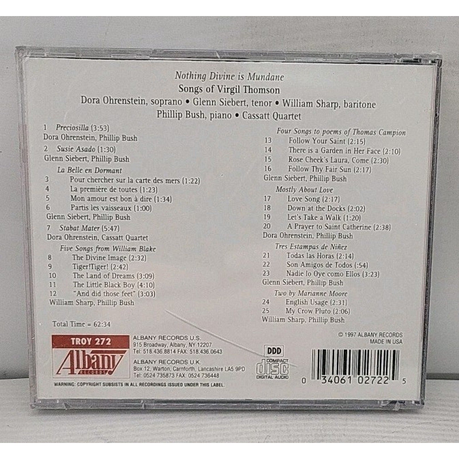 Songs by Thomson, Virgil / Ohrenstein / Siebert / Sharp (CD, 1997) *Brand New*