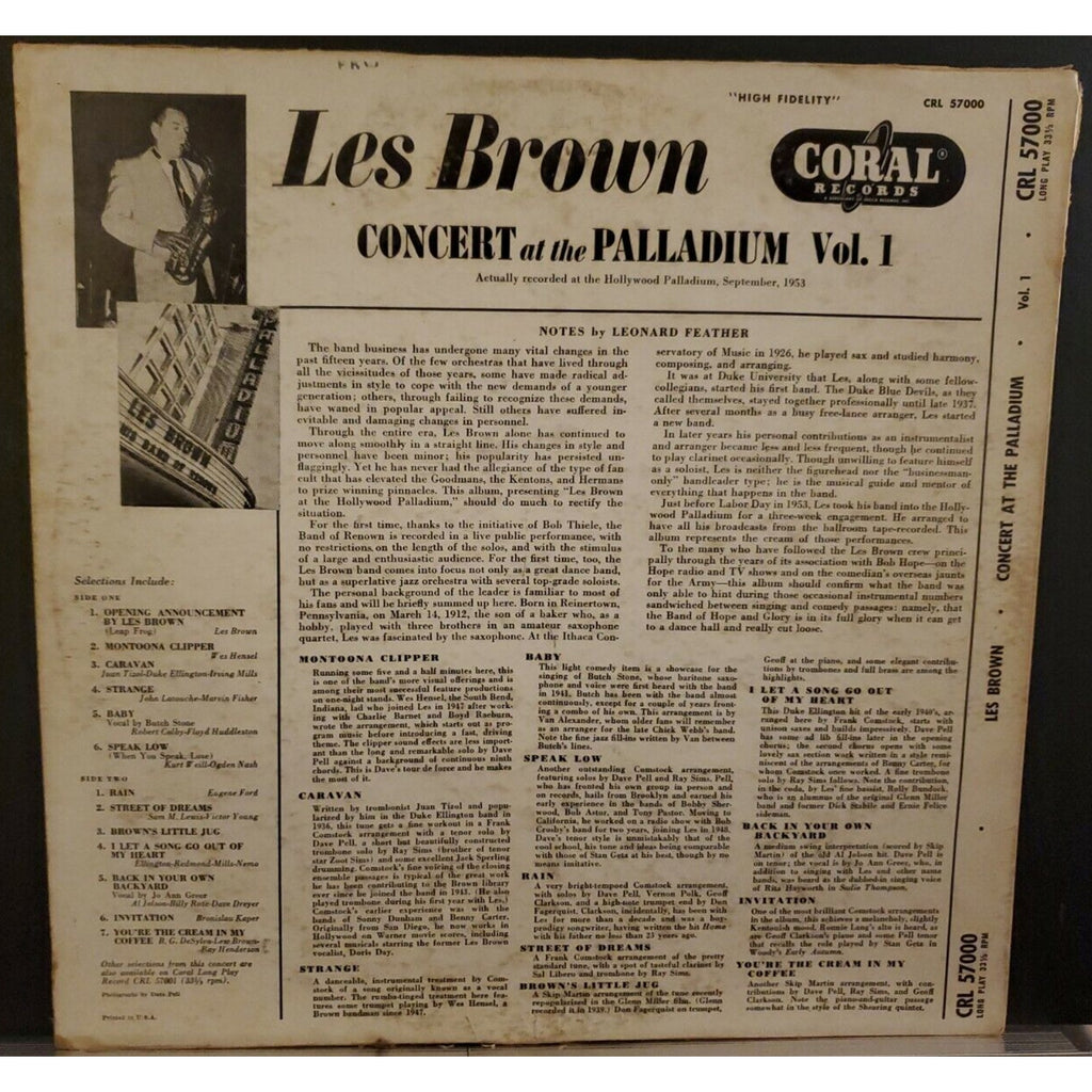 Concert at the Palladium Vol 1 Les Brown CRL 57000 LP