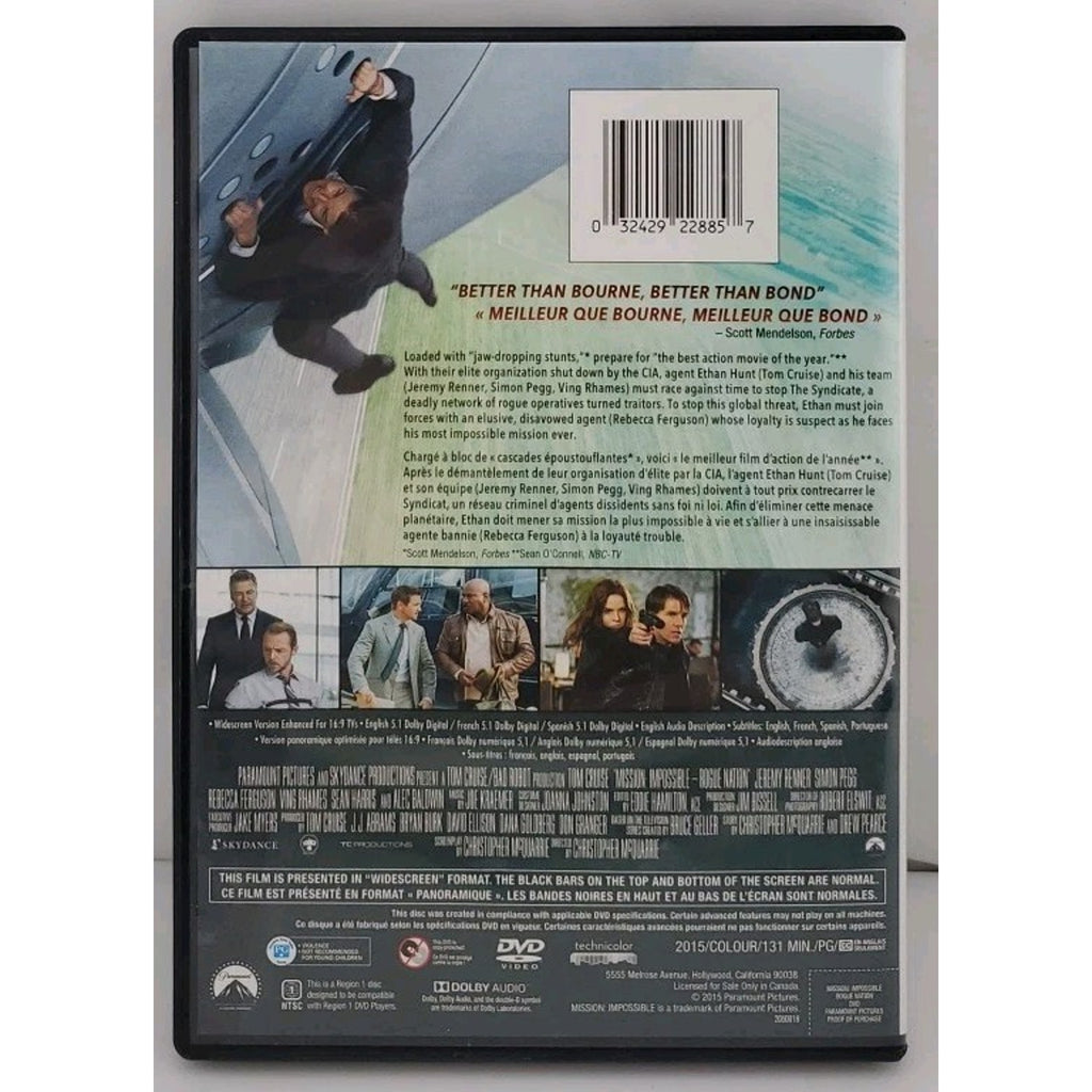 Mission: Impossible - Rogue Nation (DVD, 2015, Canadian)