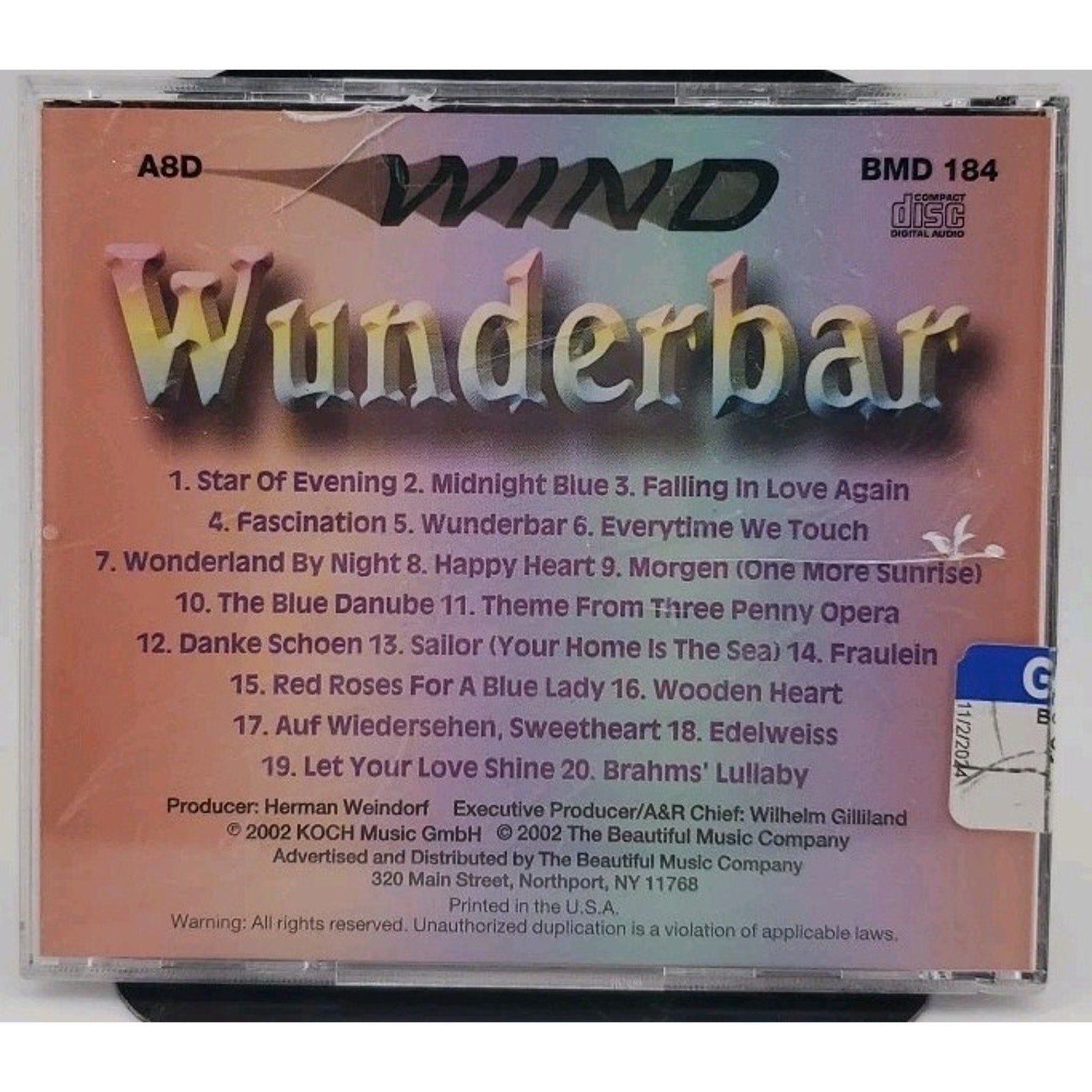 Wunderbar Wind 2002 Rare CD Herman Weindorf Star of Evening Midnight Blue