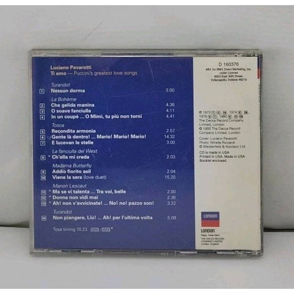 Ti Amo / Puccini's Greatest Love Songs by Luciano Pavarotti (CD, 1993)