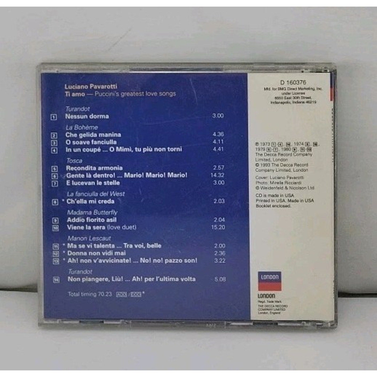 Ti Amo / Puccini's Greatest Love Songs by Luciano Pavarotti (CD, 1993)
