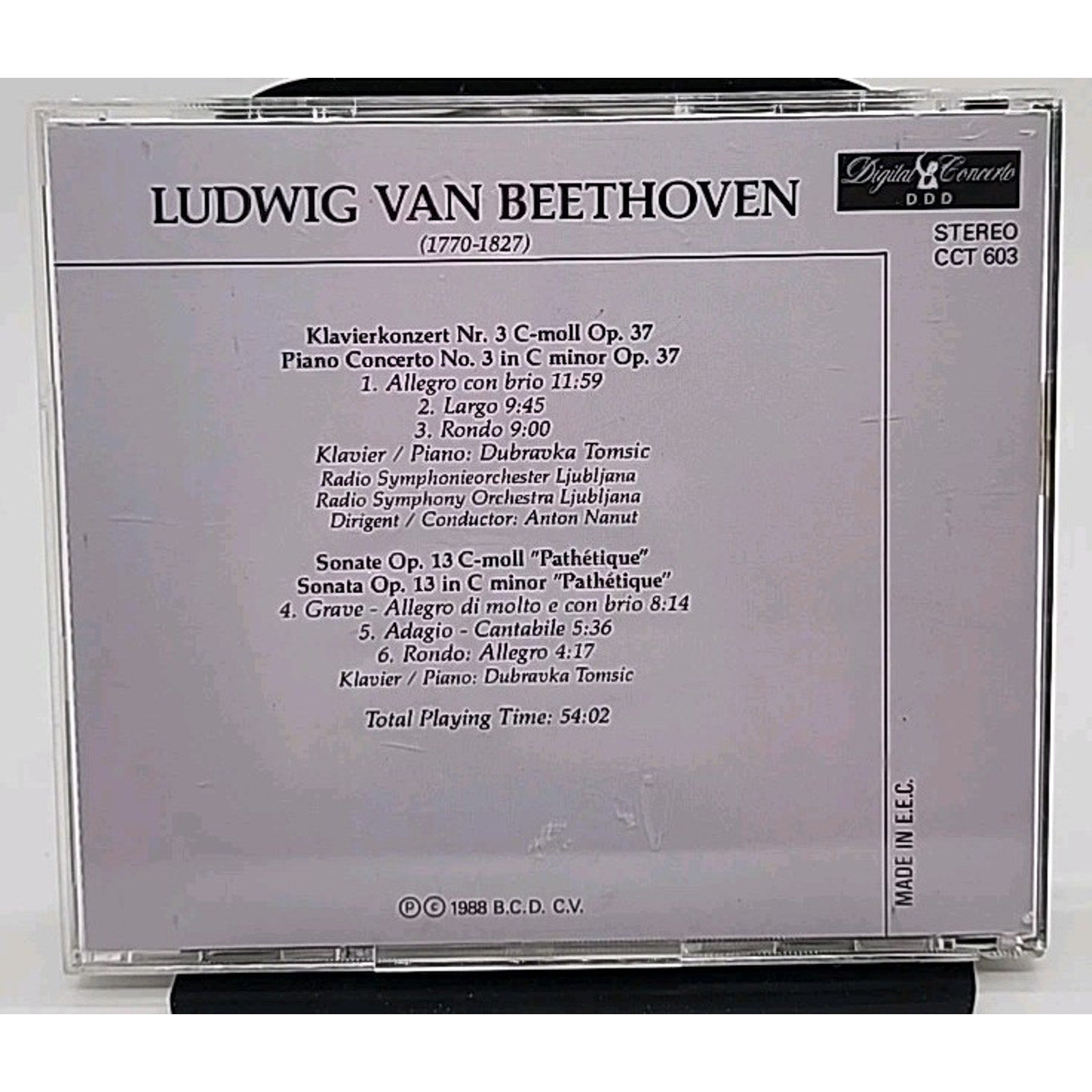Beethoven Piano Concerto No 3 Sonata OP 13 Pathetique (CD)