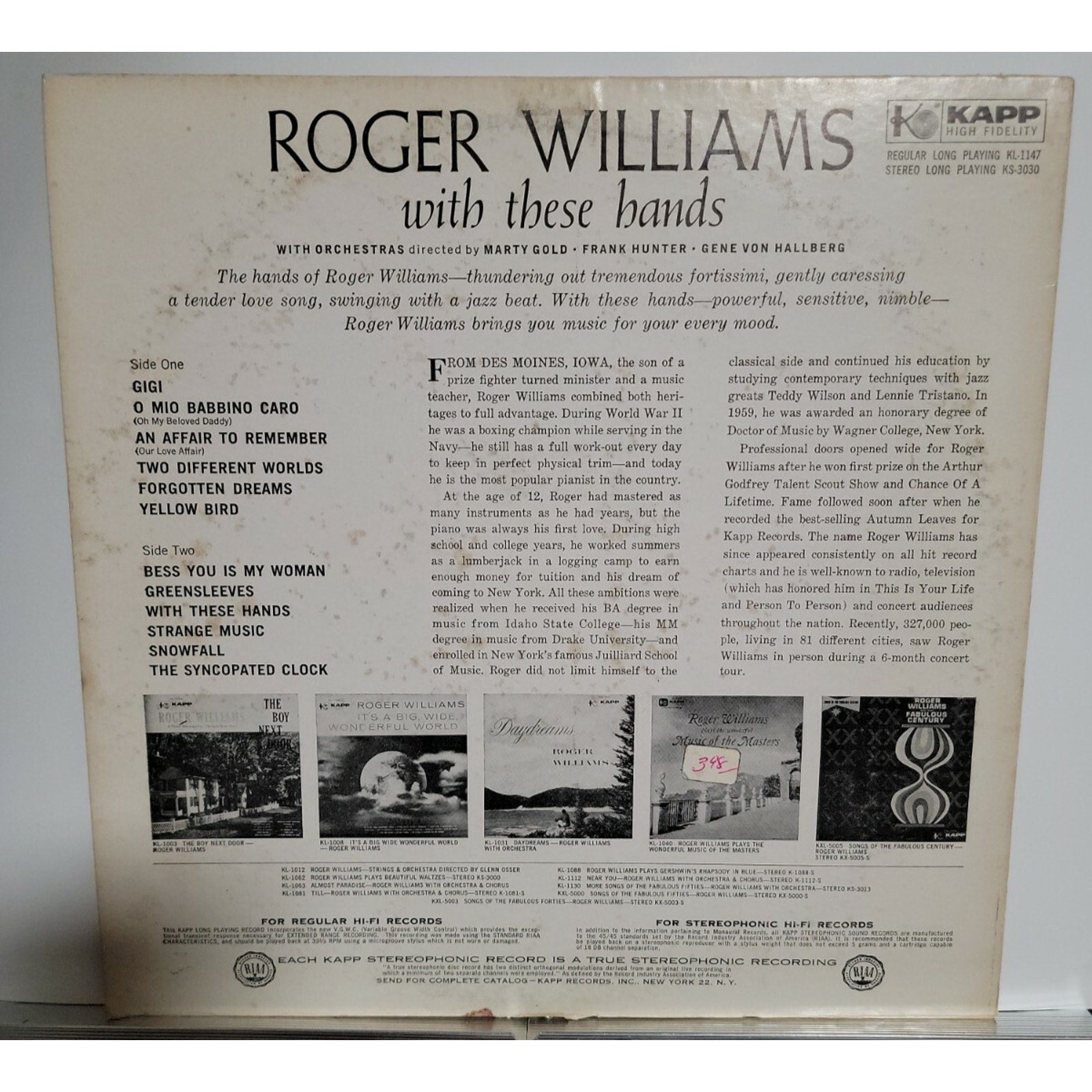Roger Williams ‎– With These Hands (Vinyl)