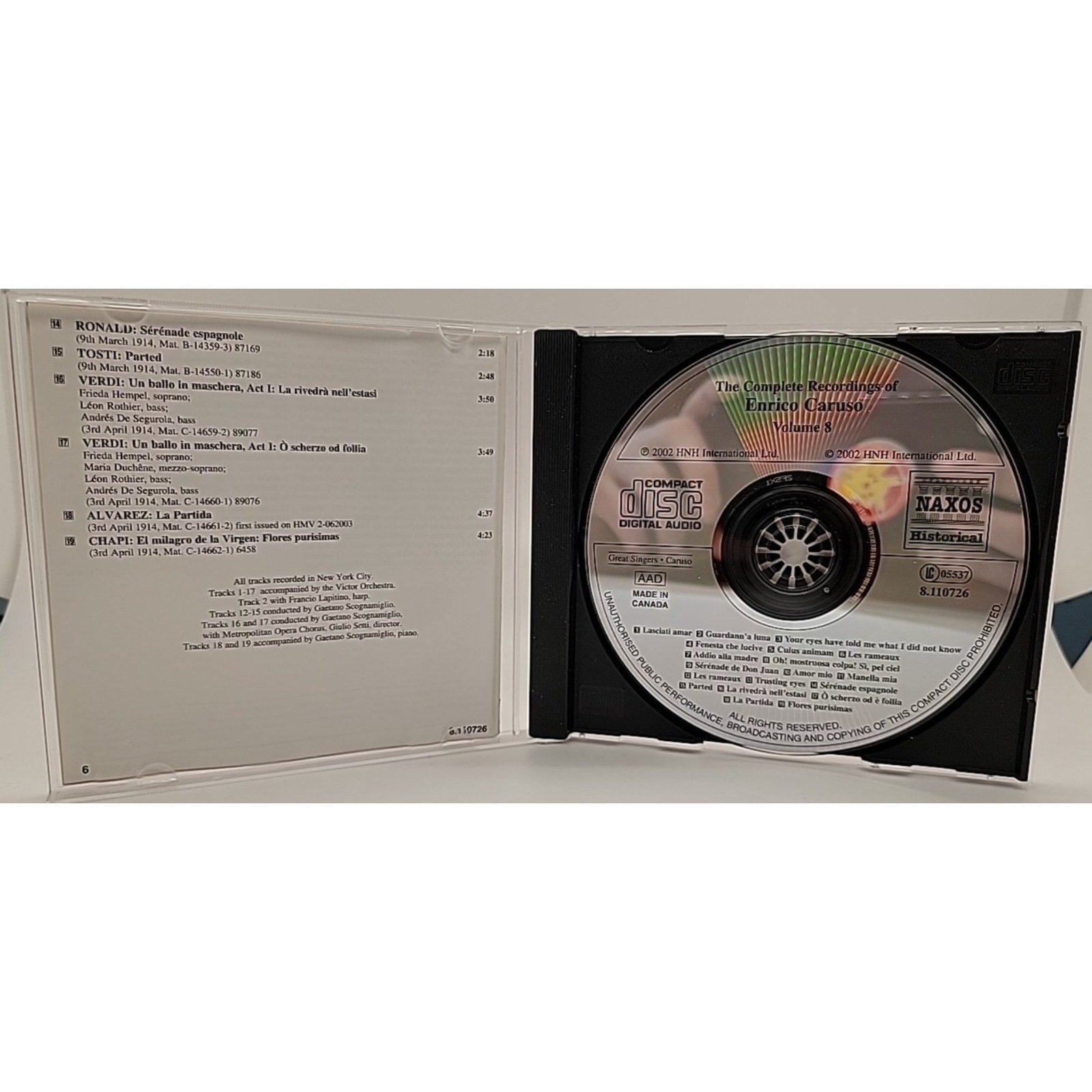 Comp Recordings Of-Vol. 8 by Caruso (CD, 2002)