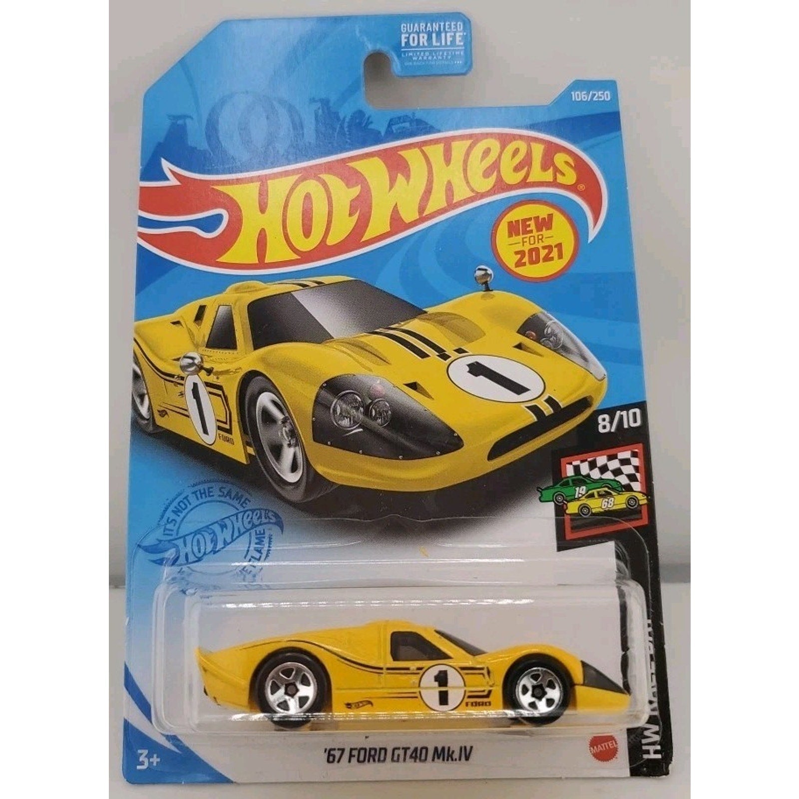 2021 Hot Wheels #106 HW Race Day 8/10 '67 FORD GT40 MK.IV Yellow w/Chrome 5 Sp