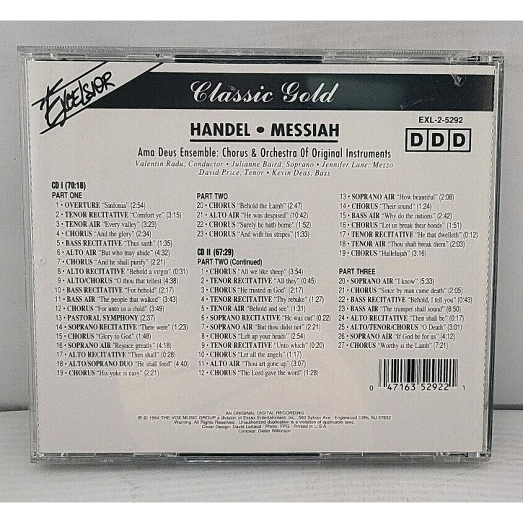 Handel Messiah 2 CD Set Ama Deus Ensemble Classic Gold