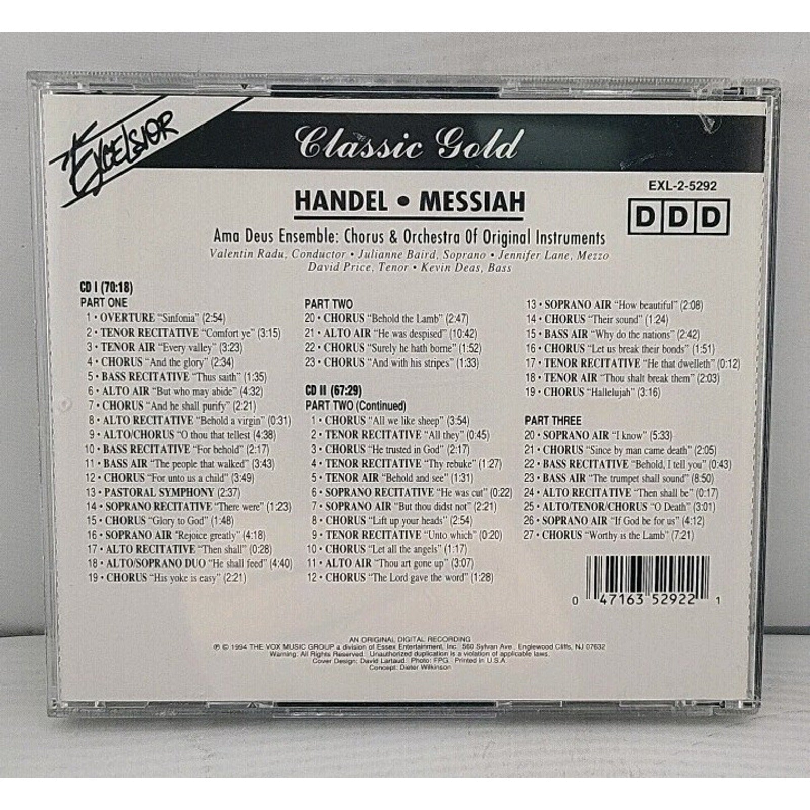 Handel Messiah 2 CD Set Ama Deus Ensemble Classic Gold