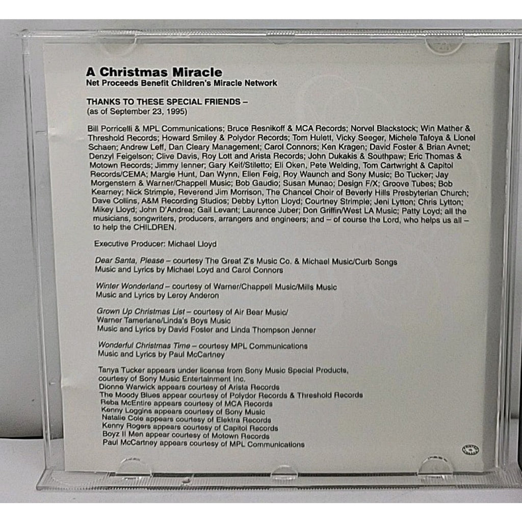 A Christmas Miracle Volume 1 - Music CD 1995 Paul McCartney ~ Various artist