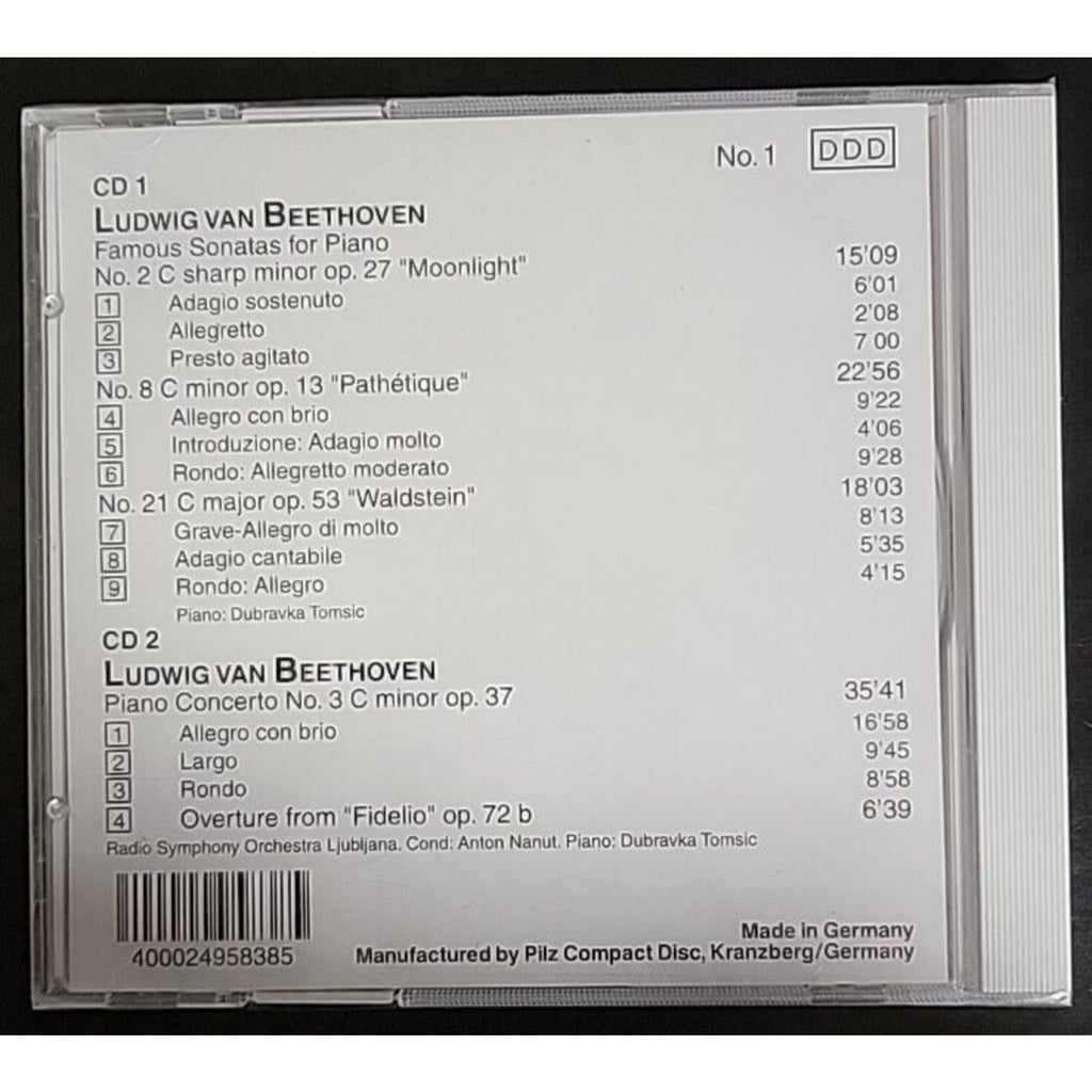 Beethoven Famous Sonatas For Piano And Concerto No 3 Pilz Germany 2 CD *Brand Ne
