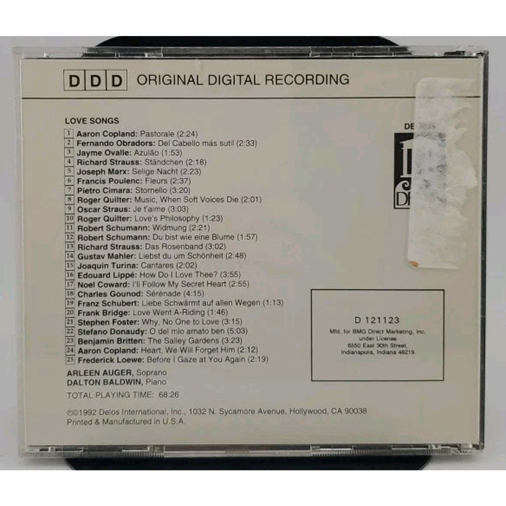 Love Songs: Arleen Auger, Dalton Baldwin (CD) (Delos) (1992)