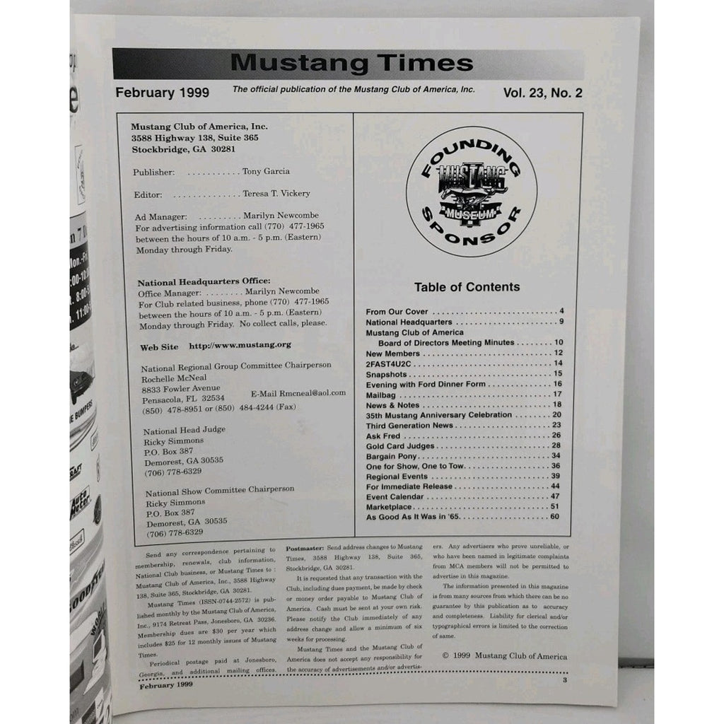 Mustang Times Magazine - February 1999 - Vol. 23 No. 2